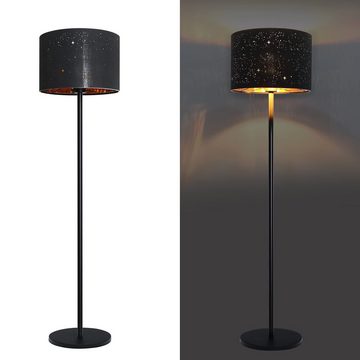 ZMH Stehlampe Modern Stehleuchte aus Stoff CRI 80+ E27 Fassung Wohnzimmer, Hochwertiges Material, LED wechselbar, Schwarz-Gold