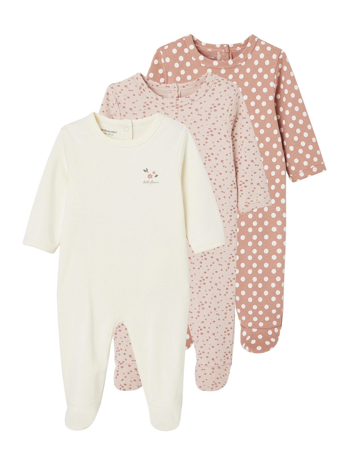 Schlafanzug 3er-Pack Baby Strampler BASIC, Interlock-Jersey