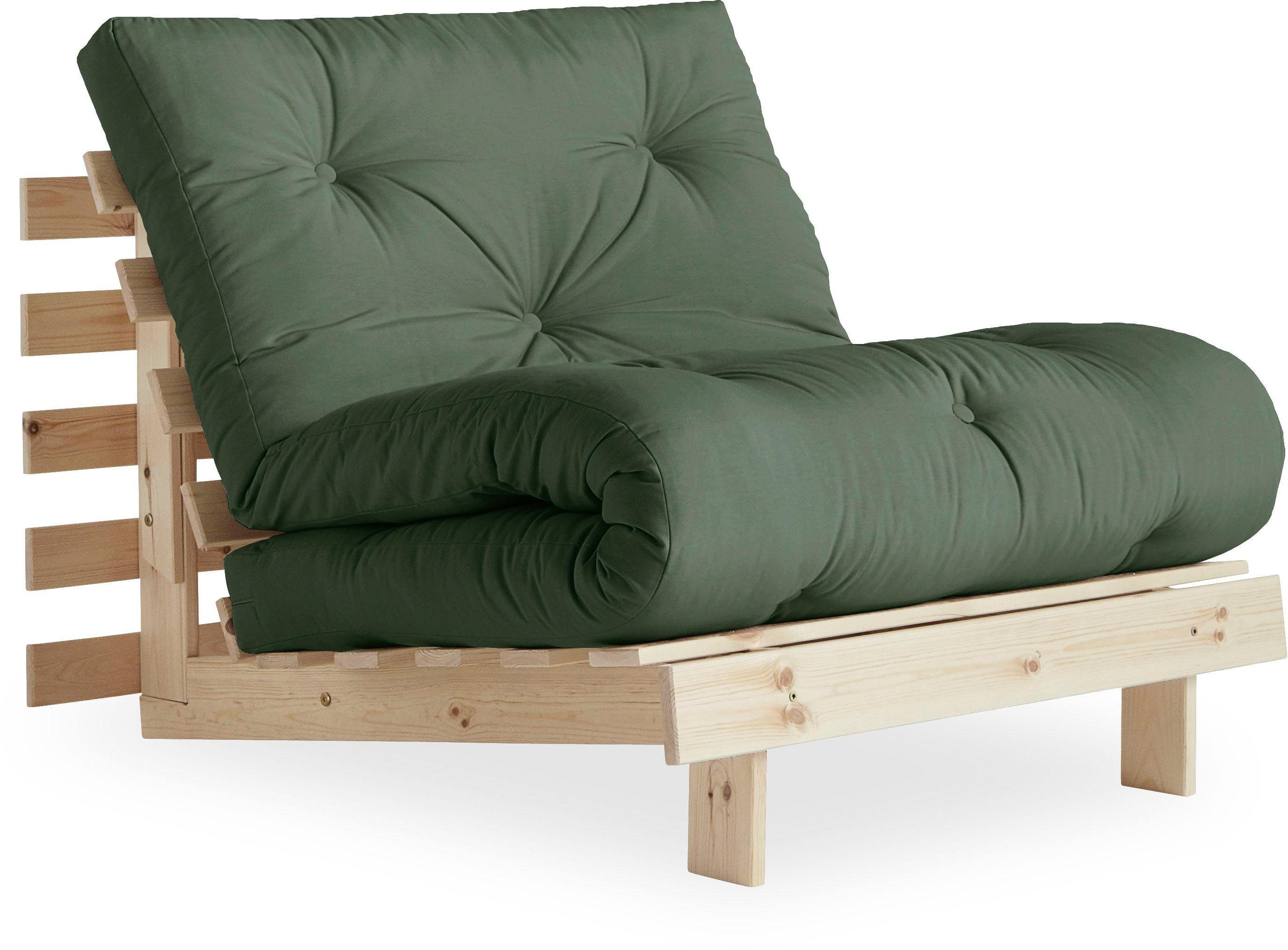 Karup Design Daybett Daybett Roots Schlafsofa – Gästebett & Sofa aus FSC®-Kiefer, Inkl. Futonmatratze, in mehreren Größen & Farben erhältlich