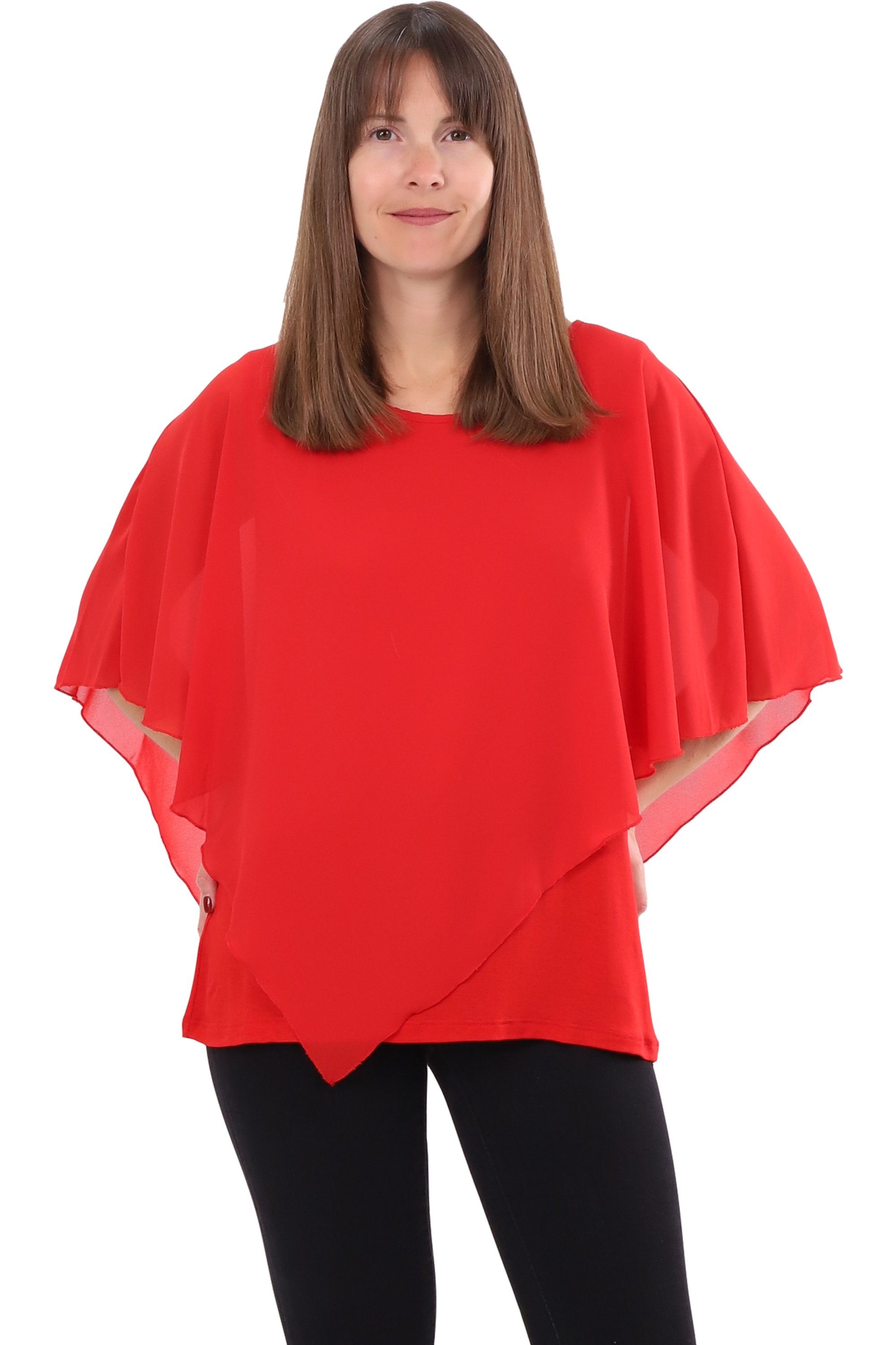 malito more than fashion Chiffonbluse malito Damen Chiffonbluse asymmetrisch 10732 Schlupfbluse Blusenshirt asymmetrisch geschnitten Einheitsgröße