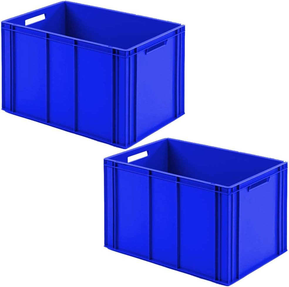 BRB-Lagertechnik Aufbewahrungsbox 2 Eurobehälter mit 2 Durchfassgriffen, LxBxH 600x400x420 mm, Extra robuste Eurobehälter