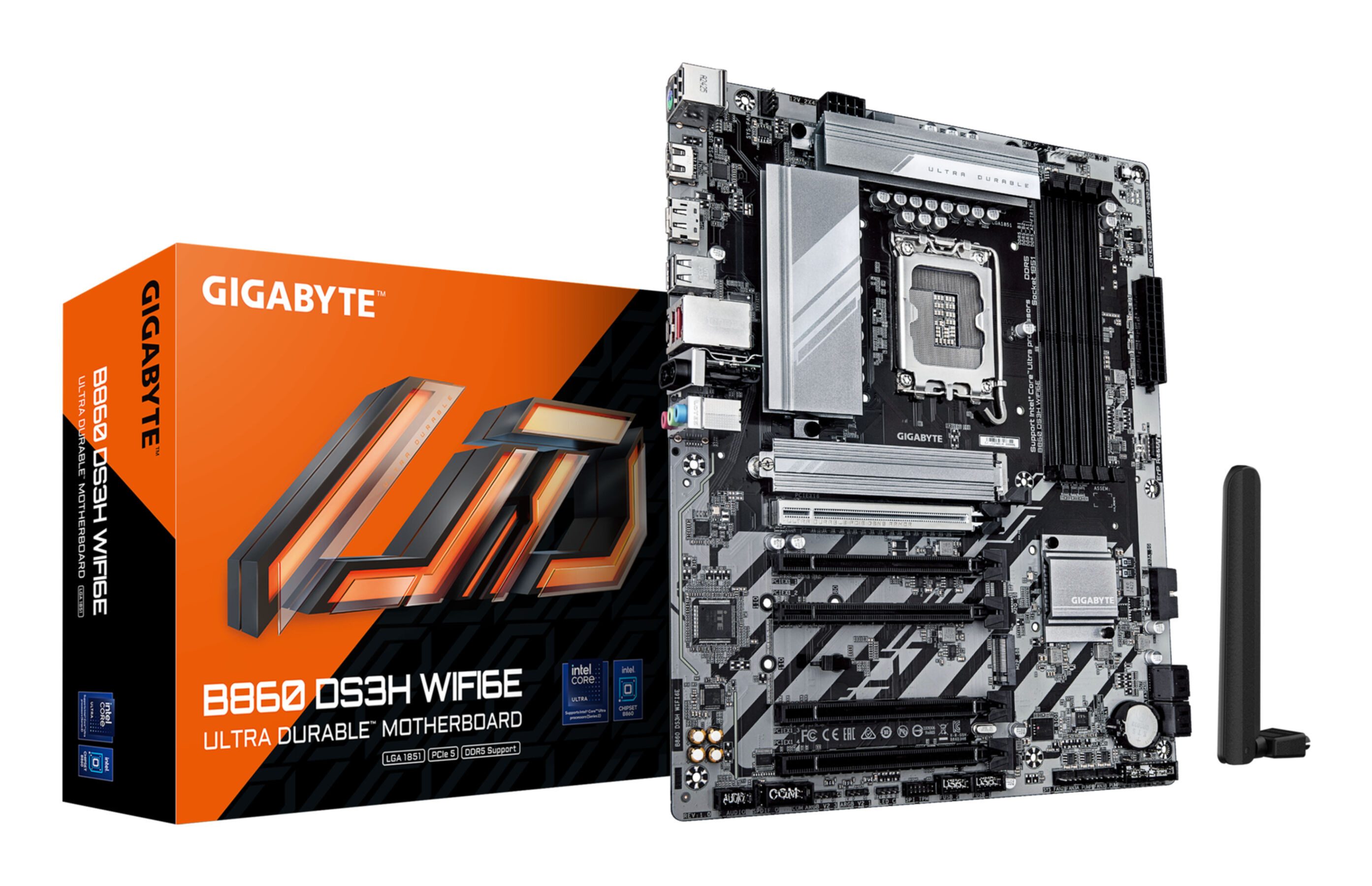Gigabyte B860 DS3H WIFI6E Mainboard - Intel Core Ultra CPUs, 8+1+2+2 Phasen VRM Mainboard