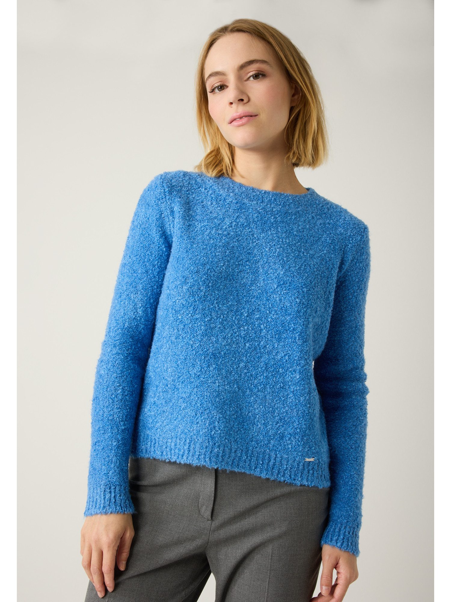 MORE&MORE Rundhalspullover Rundhalspullover mit Bouclé-Struktur günstig online kaufen