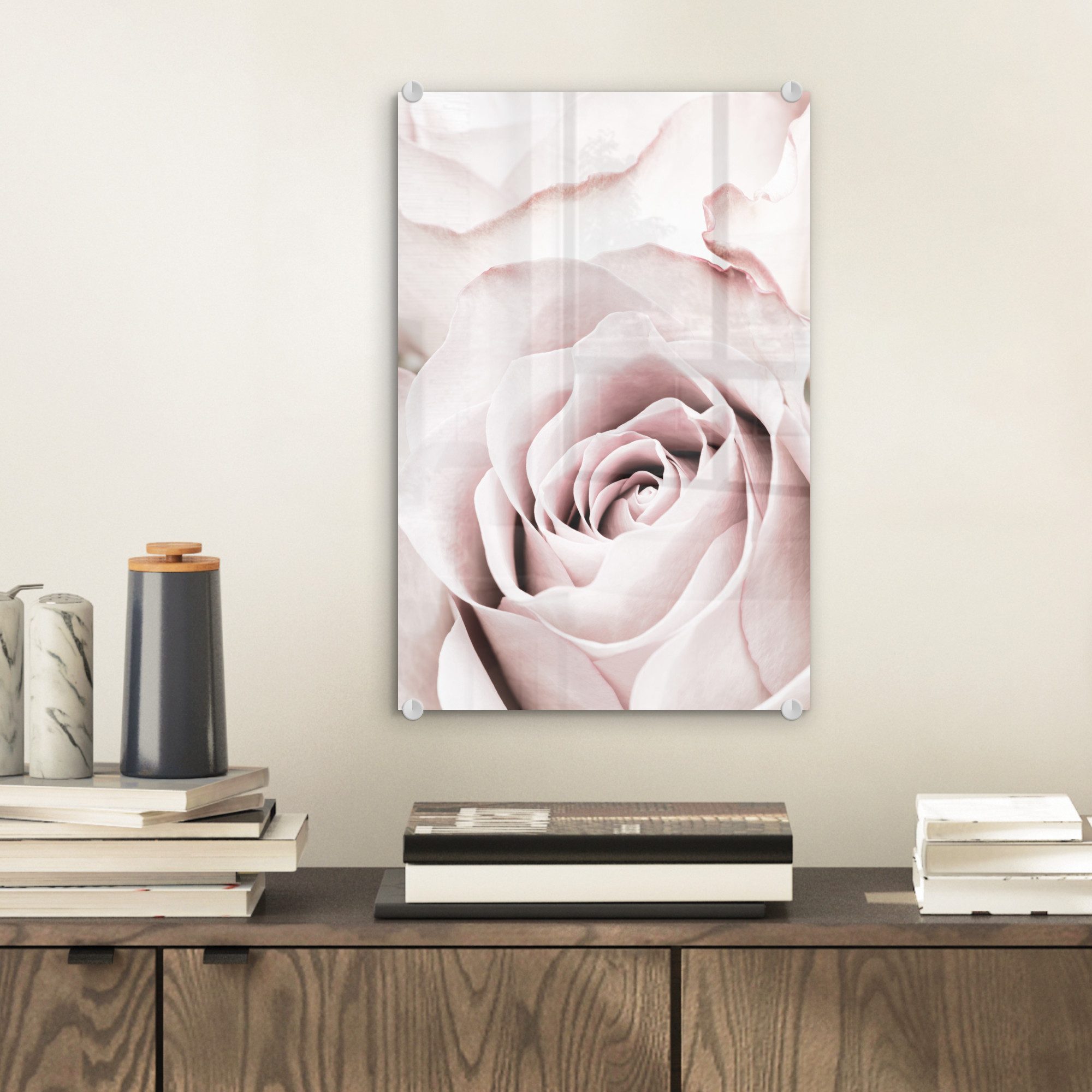 MuchoWow Acrylglasbild Blumen - Rose - Rosa - Botanisch, Inkl. Aufhängung, günstig online kaufen