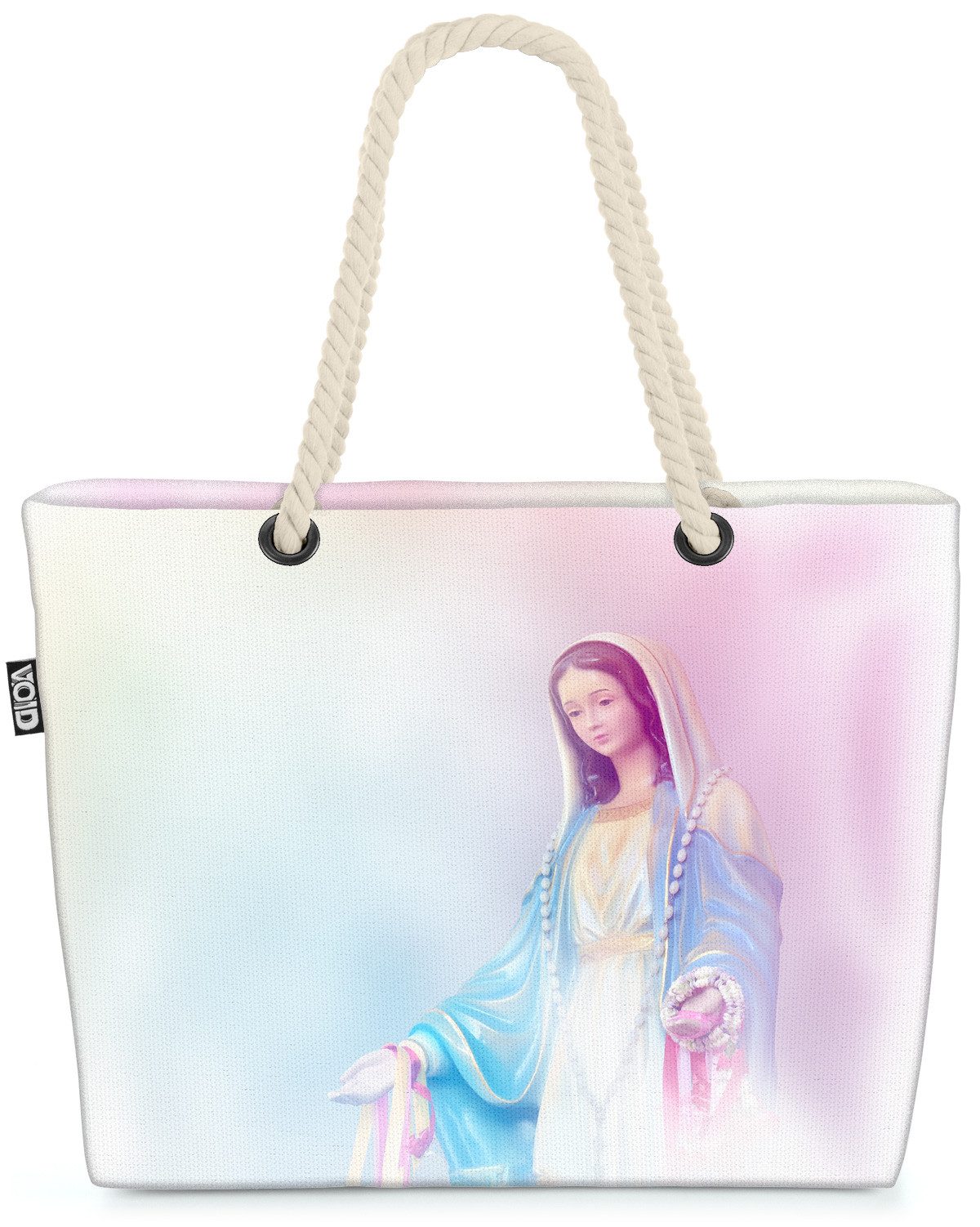 VOID Strandtasche Shopper Strandtasche, Bunte Maria Statue Kirche Religion farbenfrohe Marienstatue Glaube Go