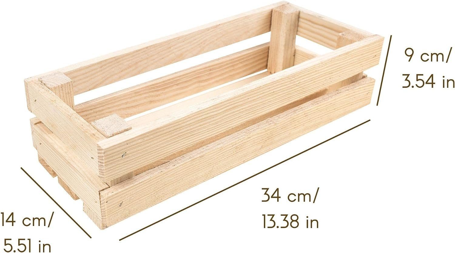 Creative Deco Holzkiste Weinkiste klein Obstkiste Aufbewahrungskiste 34x14x9 cm, echtes Kiefernholz