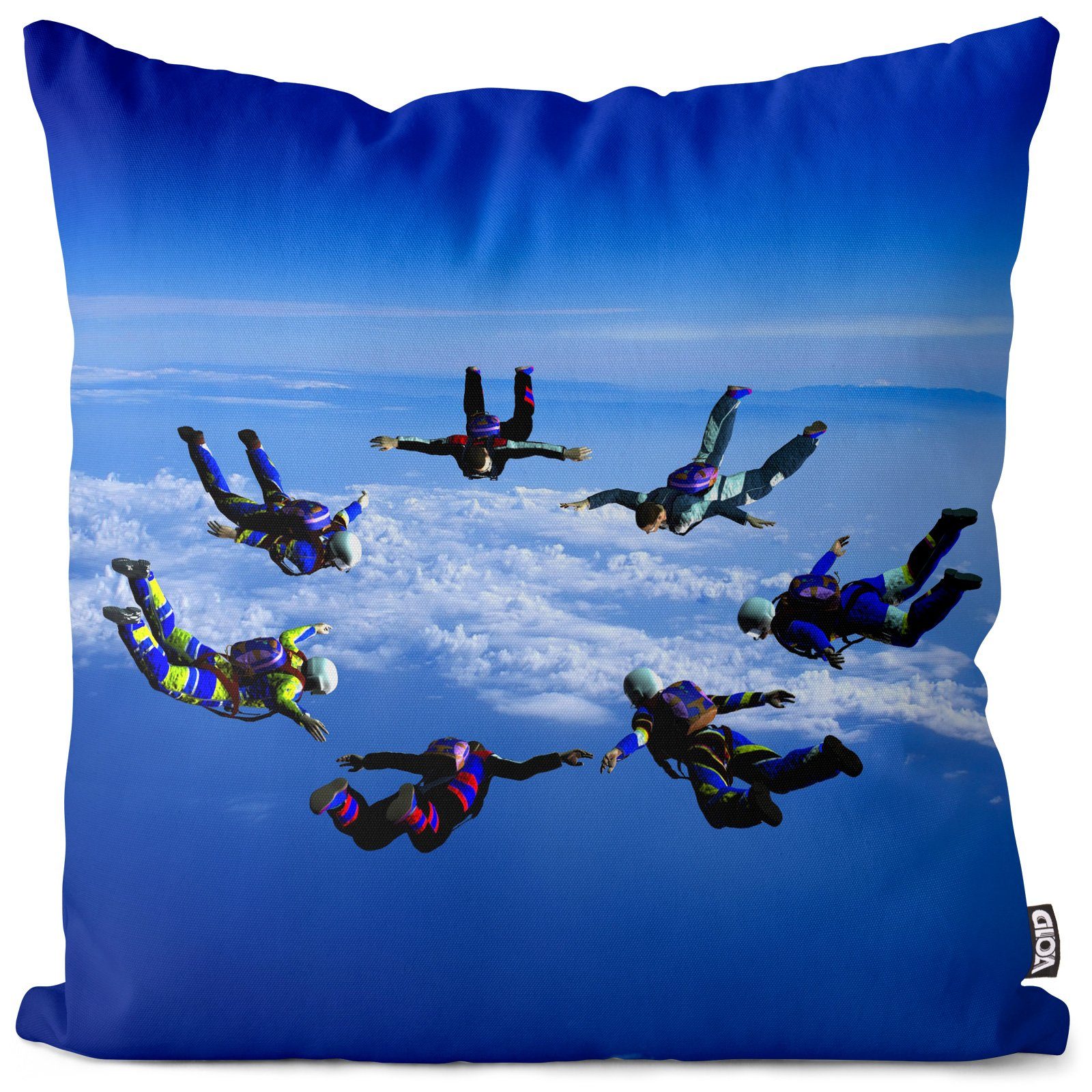 Abenteuer Fliegen Sofa-Kissen (1 Sport Springen Flugzeug Stück), Wolken Himmel Kissenbezug, VOID Fallschirm Erlebnis