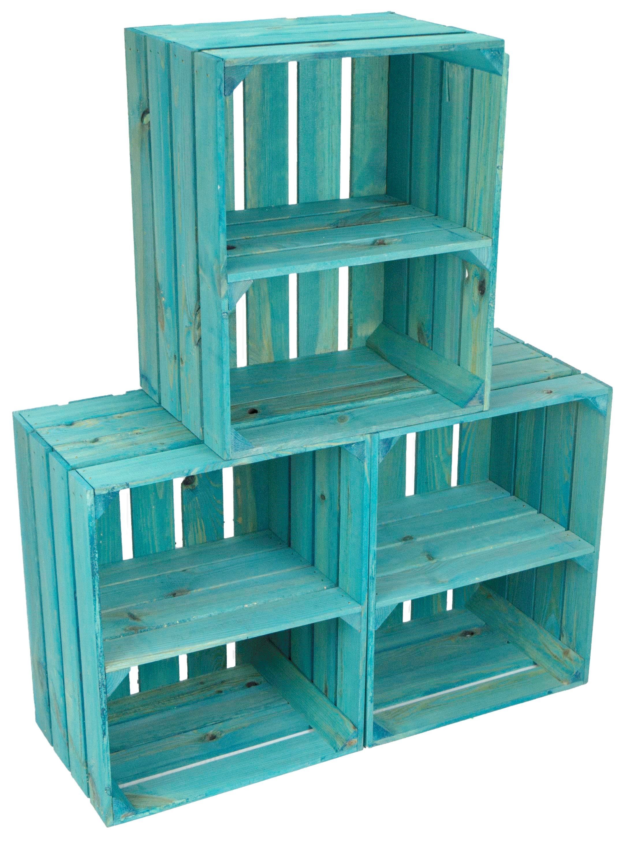 Kistenkolli Altes Land Allzweckkiste 3er Set Weinkisten Johanna Türkis Quer Regalkiste Obstkiste Apfelkiste (Spar-Set)