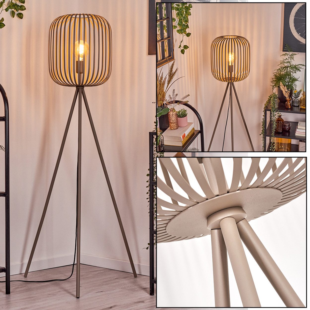 hofstein Stehlampe Stehlampe aus Metall in Sandfarben/Beige mit Fußschalter günstig online kaufen