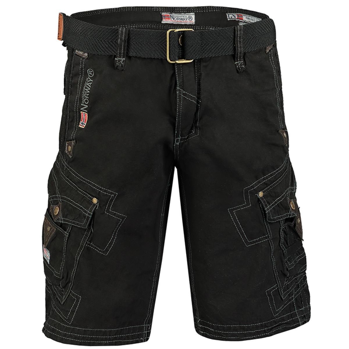 Geographical Norway Cargoshorts Herren kurze Hose Schwarz PEANUT (1-tlg) Herrenshorts mit Gürtel Größe S bis 7XL