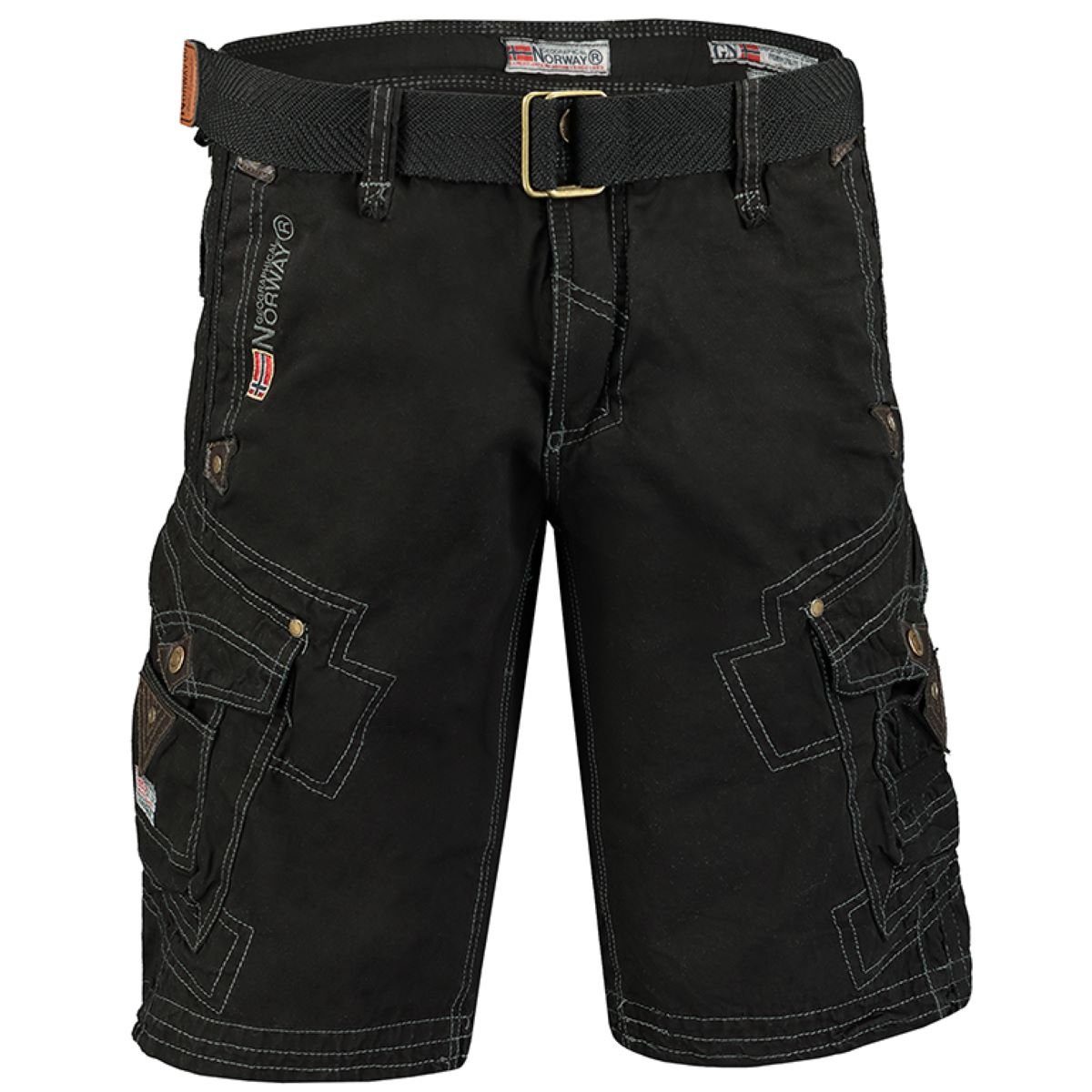 Geographical Cargoshorts Schwarz 1-tlg) Mit Hose BRPEANUT (Packung, Herren Gürtel kurze Norway