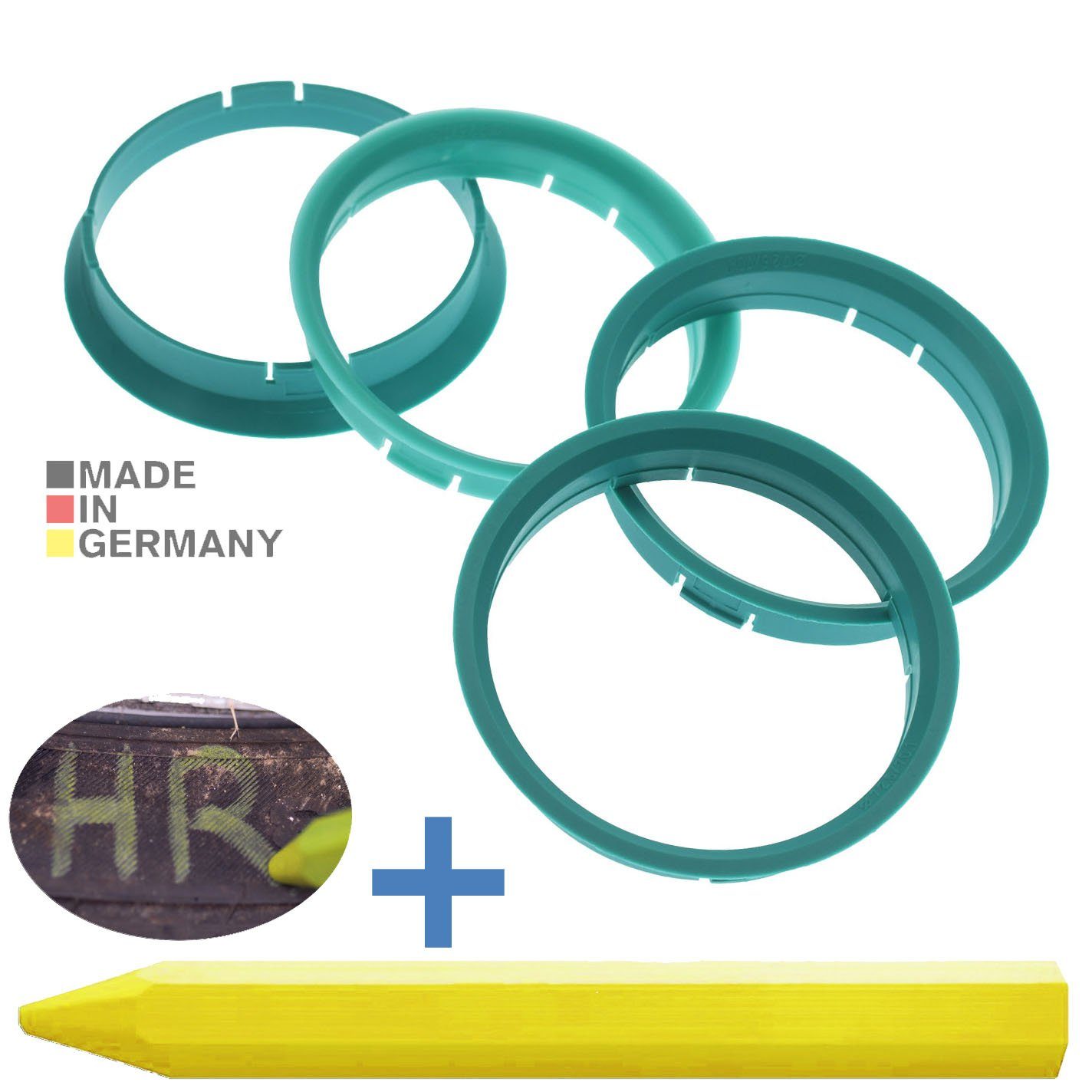 RKC Reifenstift 4X Zentrierringe Türkis + Kreide Ringe Stift, Fett 1x x mm Reifen Felgen 70,1 Maße: 72,5