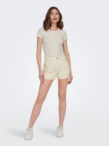 ONLY Rundhalsshirt ONLEMMA S/S SHORT TOP NOOS JRS Rundhals, modisch, regular fit, gewellter Abschluss, unifarben