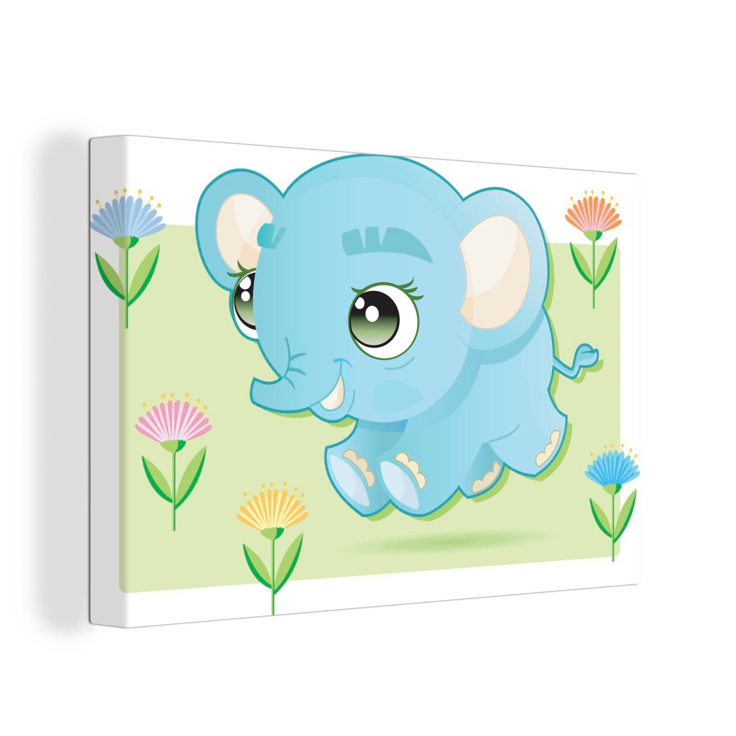 OneMillionCanvasses® Leinwandbild Eine Illustration eines Elefantenbabys, (1 St), Wandbild Leinwandbilder, Aufhängefertig, Wanddeko, 30x20 cm