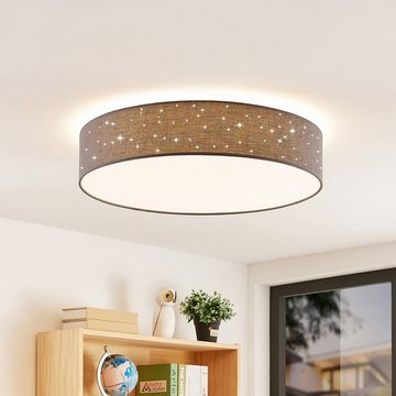 Lindby LED Deckenleuchte Ellamina, dimmbar, LED-Leuchtmittel fest verbaut, Farbwechsel warmweiß / tageslicht, Modern, Metall, Kunststoff, Textil, dunkelgrau, 1 flammig, inkl.