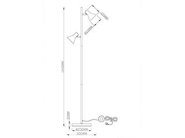 meineWunschleuchte LED Stehlampe, Dimmfunktion, LED wechselbar, Warmweiß, Leselampe mehrflammig Industrial dimmbar Schwarz Gold-en Ecke, H 144cm