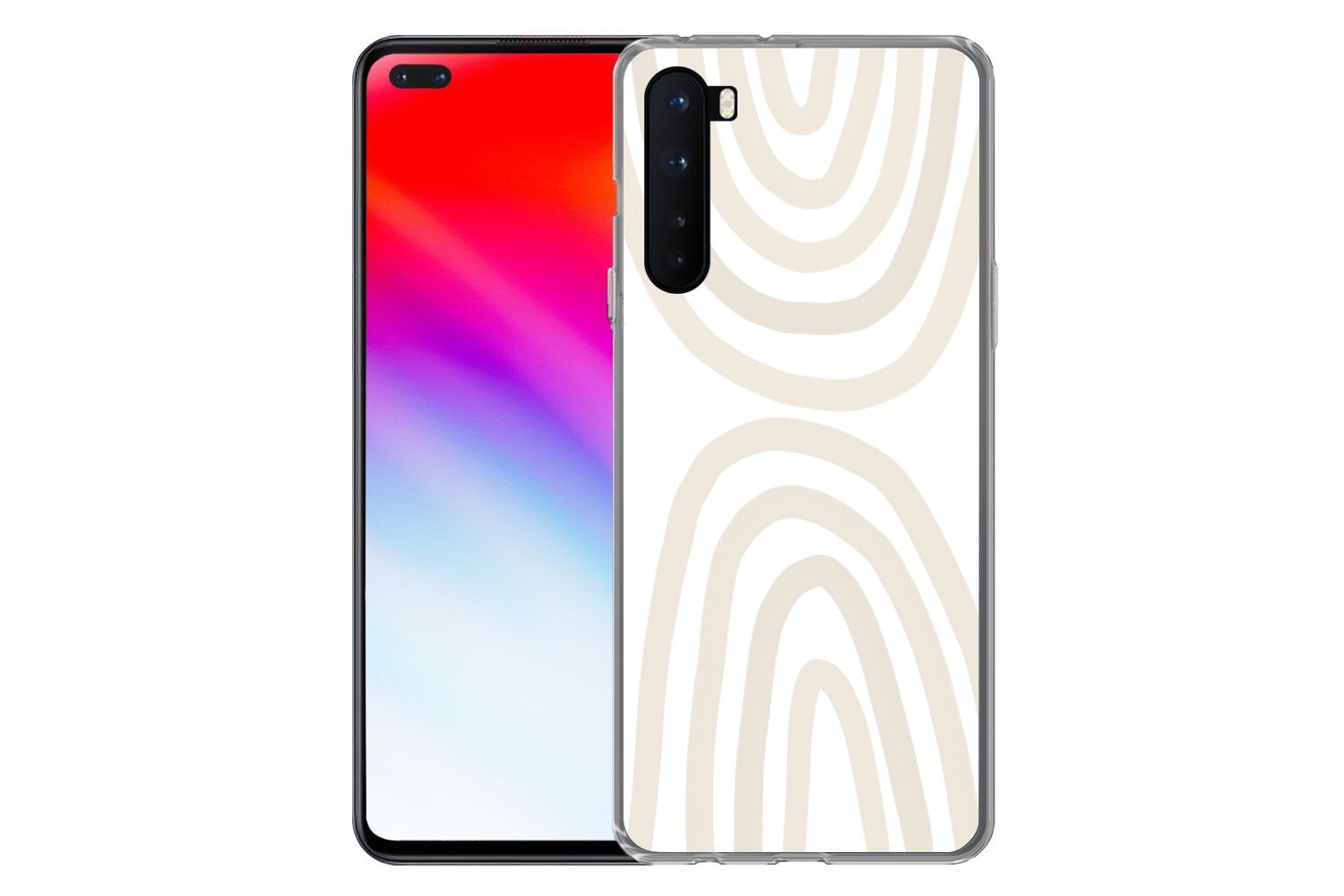MuchoWow Handyhülle für OnePlus Nord Regenbogen - Pastell - Design - Abstrakt, Phone Case, Silikon, Schutzhülle Dünn