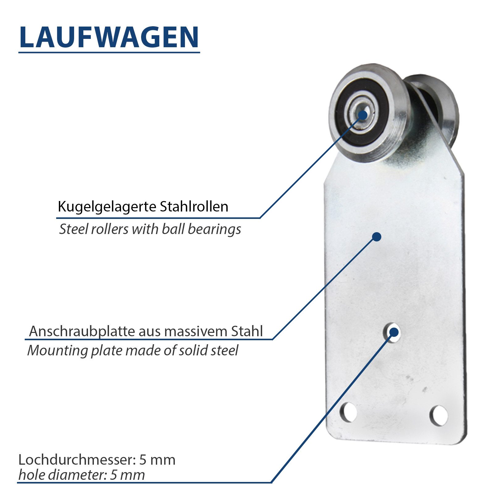 ATTAS Schiebetür Schiebetürsystem mit Laufschienen, Rollen für Schiebetüren & Tore (Set, inkl. Laufwagen), Schiebetür Beschlag – Bild 4 von 5