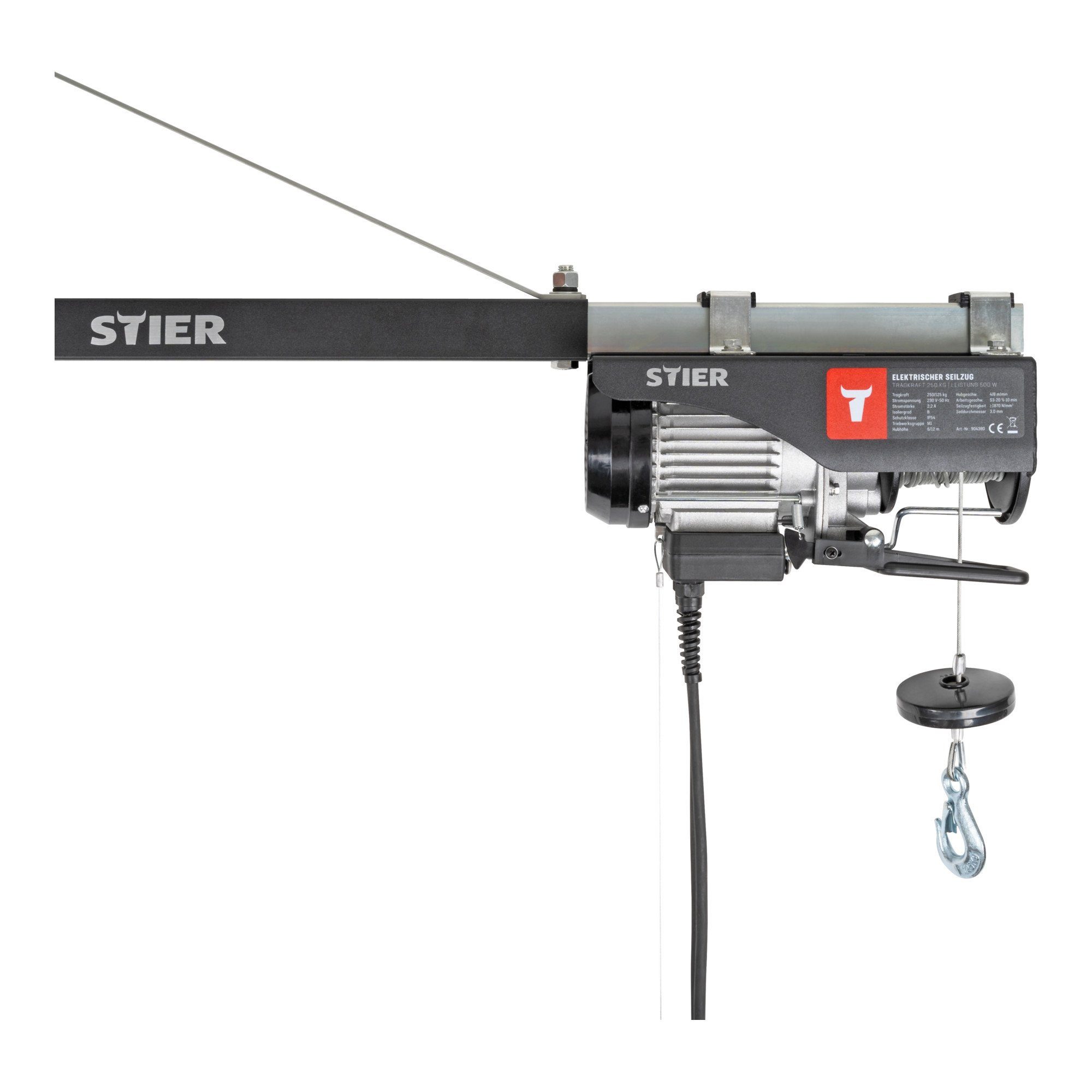 Stier Seilzug STIER Elektrischer Seilzug 250 bis 999kg Seilwinde Hebehöhe 12m 500 bi