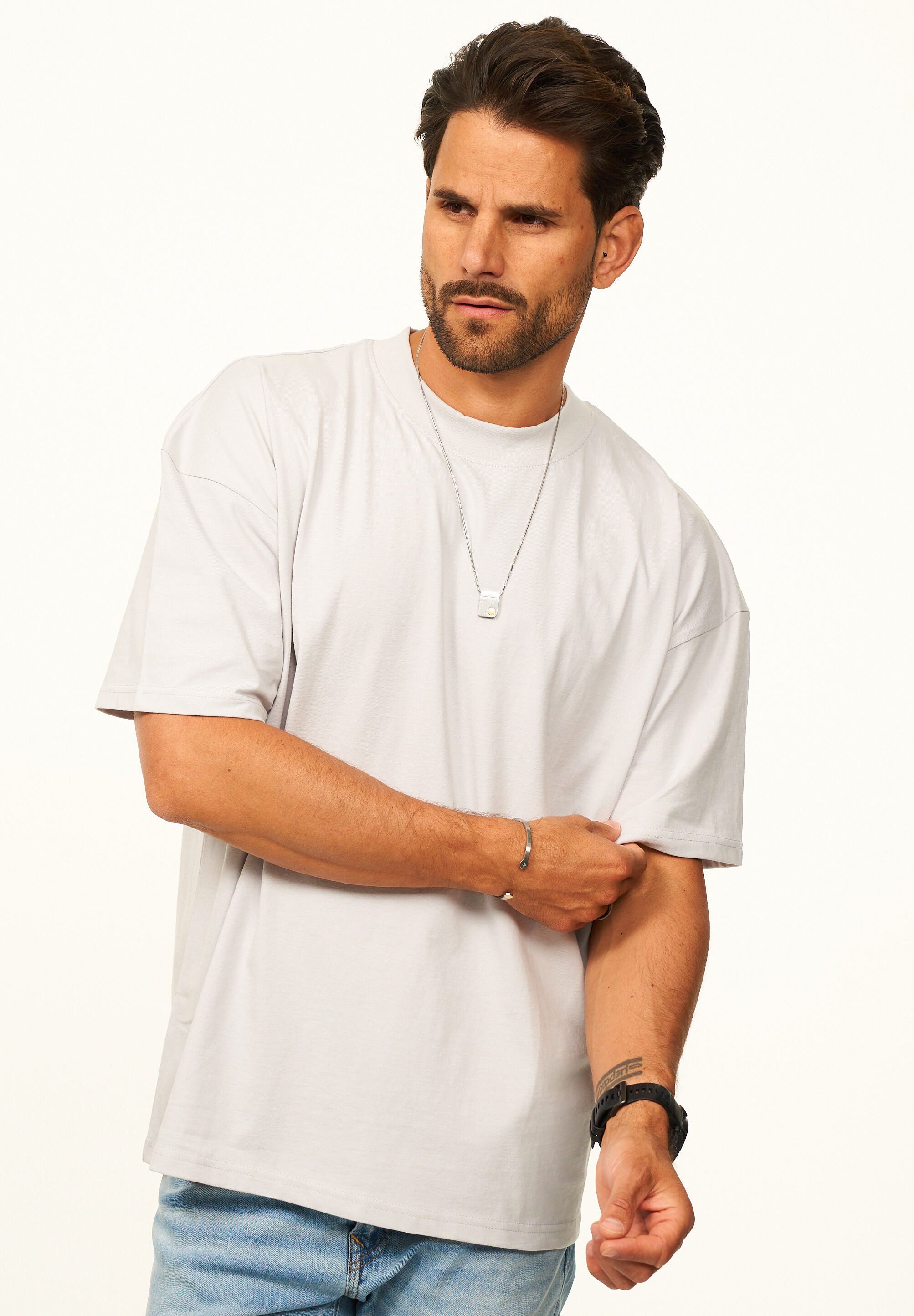 DAILY COTTON T-Shirt im Oversize Fit - Herren Kurzarm Shirt mit Rundhals-Ausschnitt Basic Oberteil Crew-Neck kurzärmlig aus 100% Baumwolle für Männer