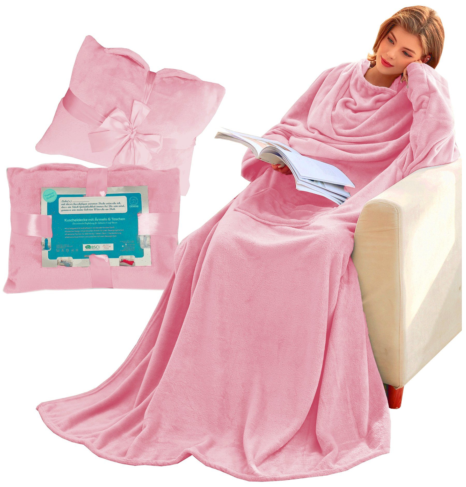 Wohndecke Geburtstagsgeschenk, Kuscheldecke mit Ärmeln, Geschenk für Frauen günstig online kaufen