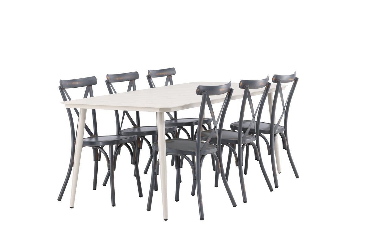 Luxusbetten24 Garten-Essgruppe Livious, aus wetterfestem Aluminium