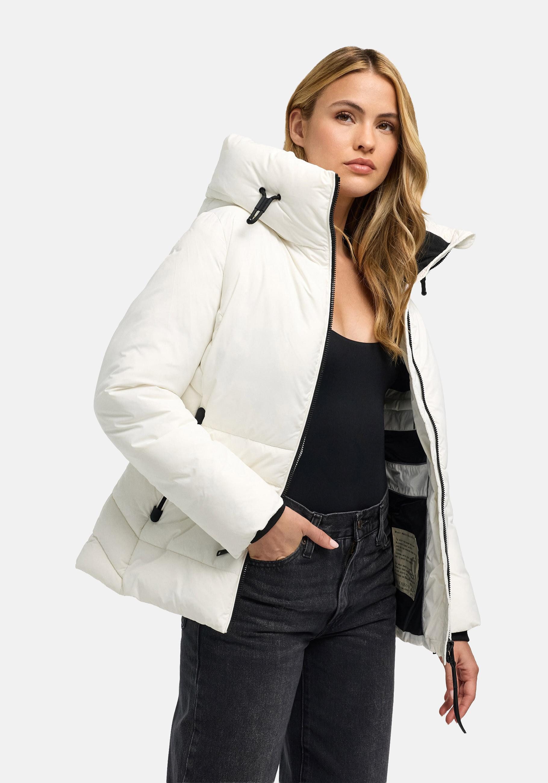 Navahoo Outdoorjacke Waldengel XIV Damen Winter Steppjacke mit Kapuze und Kordelzug