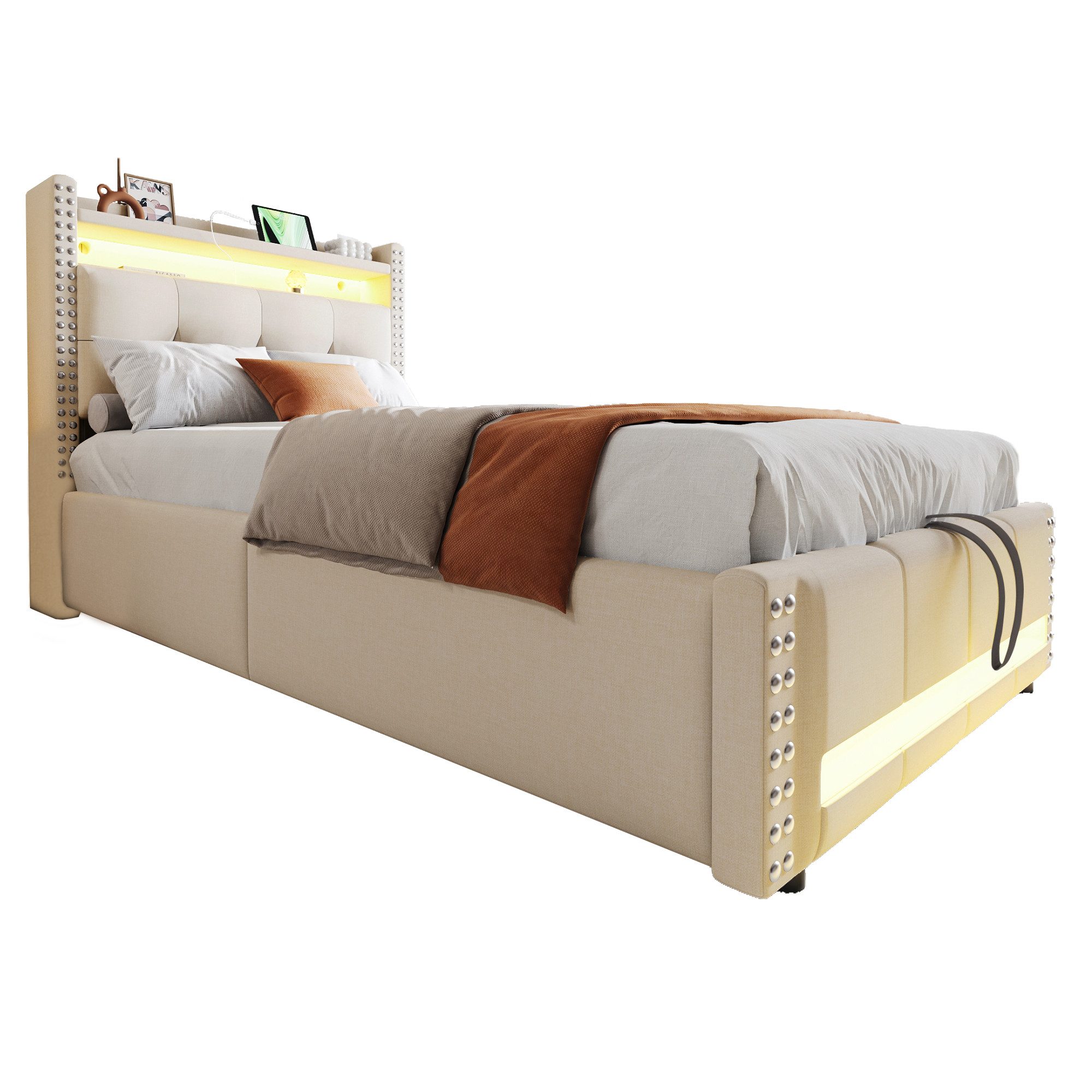 REDOM Polsterbett Stauraumbett Doppelbett (90x200 cm günstig online kaufen