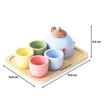 Mamabrum Kinder-Küchenset Teeservice aus Holz mit Tablett - 7 Stück