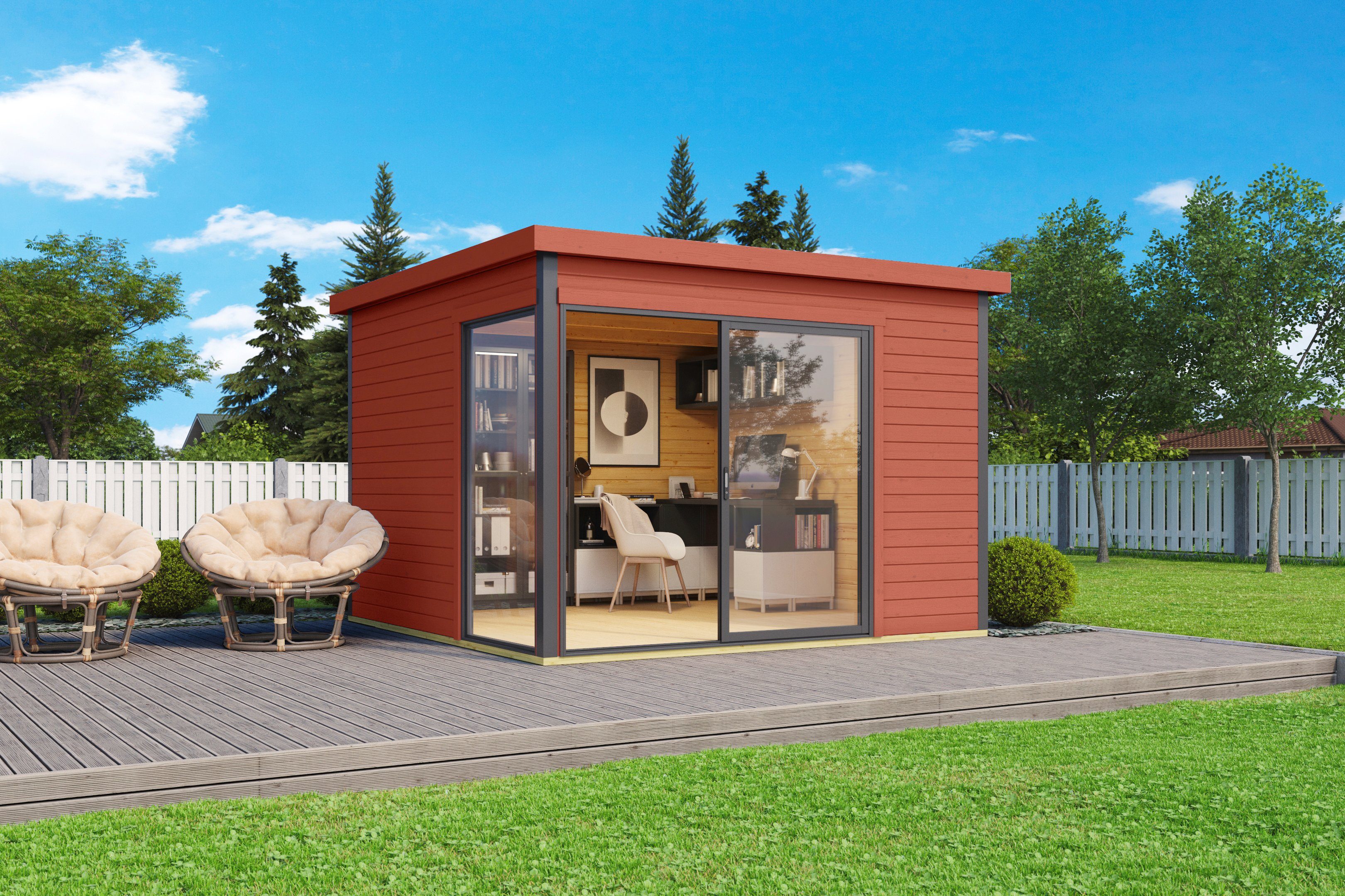 LASITA MAJA Gartenhaus DOMEO 1, BxT: 319,6x319,6 cm, (Set), Fundamentmass 3000 x 3000, Carbongrau