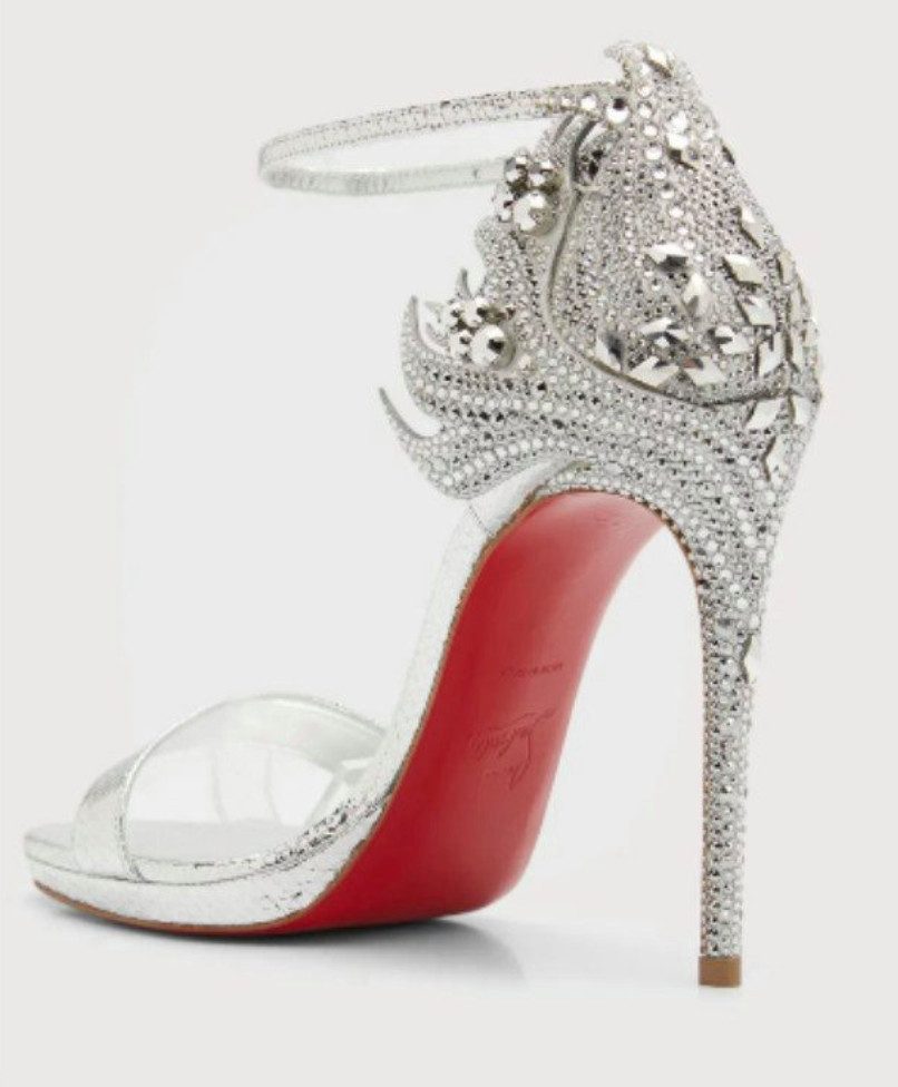 CHRISTIAN LOUBOUTIN Loubi Vega 120 crystal-embellished Stiletto Sandals Schuhe 39 High-Heel-Pumps Kristallflammen aus der Viva Las Vegas Kollektion