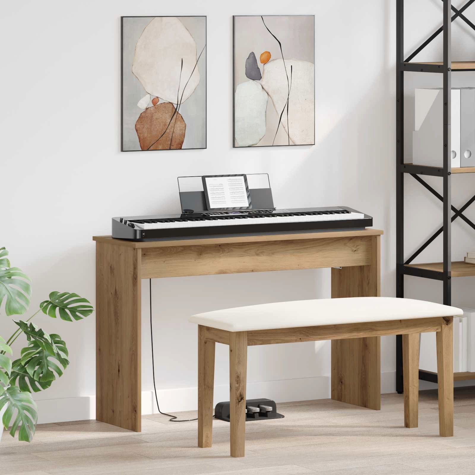 furnicato Schreibtisch Klavierständer Artisan-Eiche 100 x 32 x 64 cm Holzwerkstoff (1-St), Robuster Keyboardständer mit hoher Tragkraft für das Musikzimmer