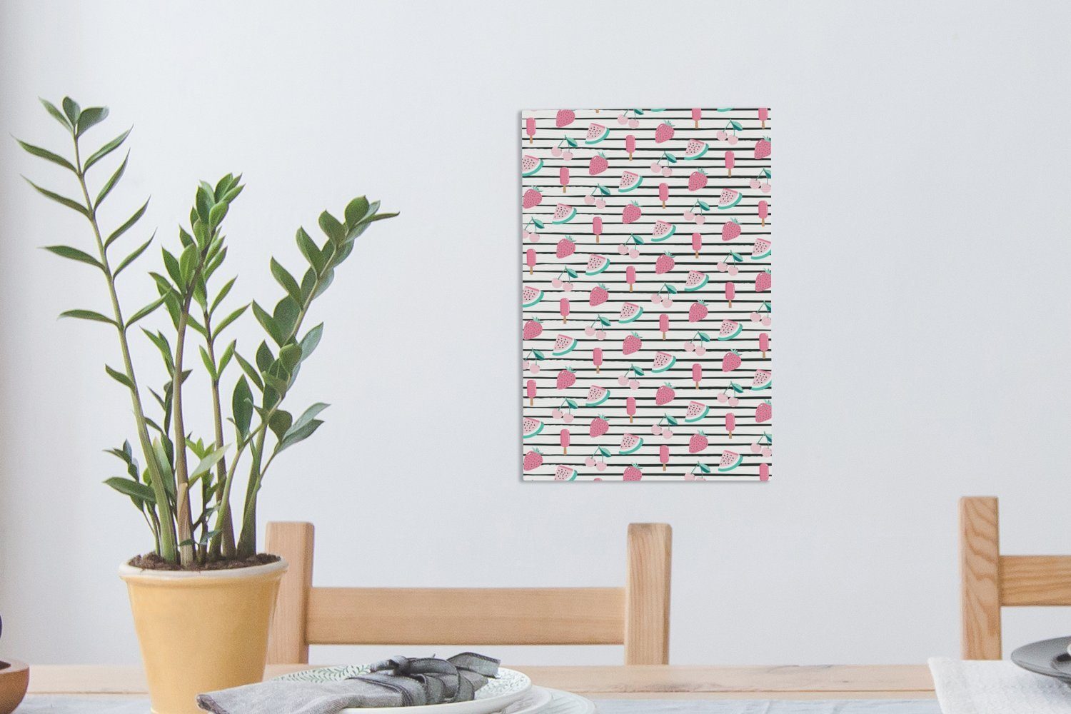 OneMillionCanvasses® Leinwandbild Rosa - fertig bespannt Muster, 20x30 inkl. Zackenaufhänger, Sommer cm - (1 Leinwandbild St), Gemälde