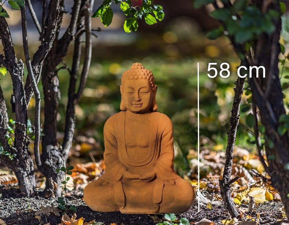 Steelboxx Buddhafigur XL Buddha Figur 58cm Skulptur Steinoptik (1 St), selten schöne Buddha Skulptur aus Magnesia Kohlenstoffstein