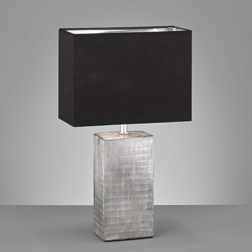 etc-shop Tischleuchte, Leuchtmittel nicht inklusive, Tischlampe Nachttischleuchte Keramik schwarz Textil H 50 cm
