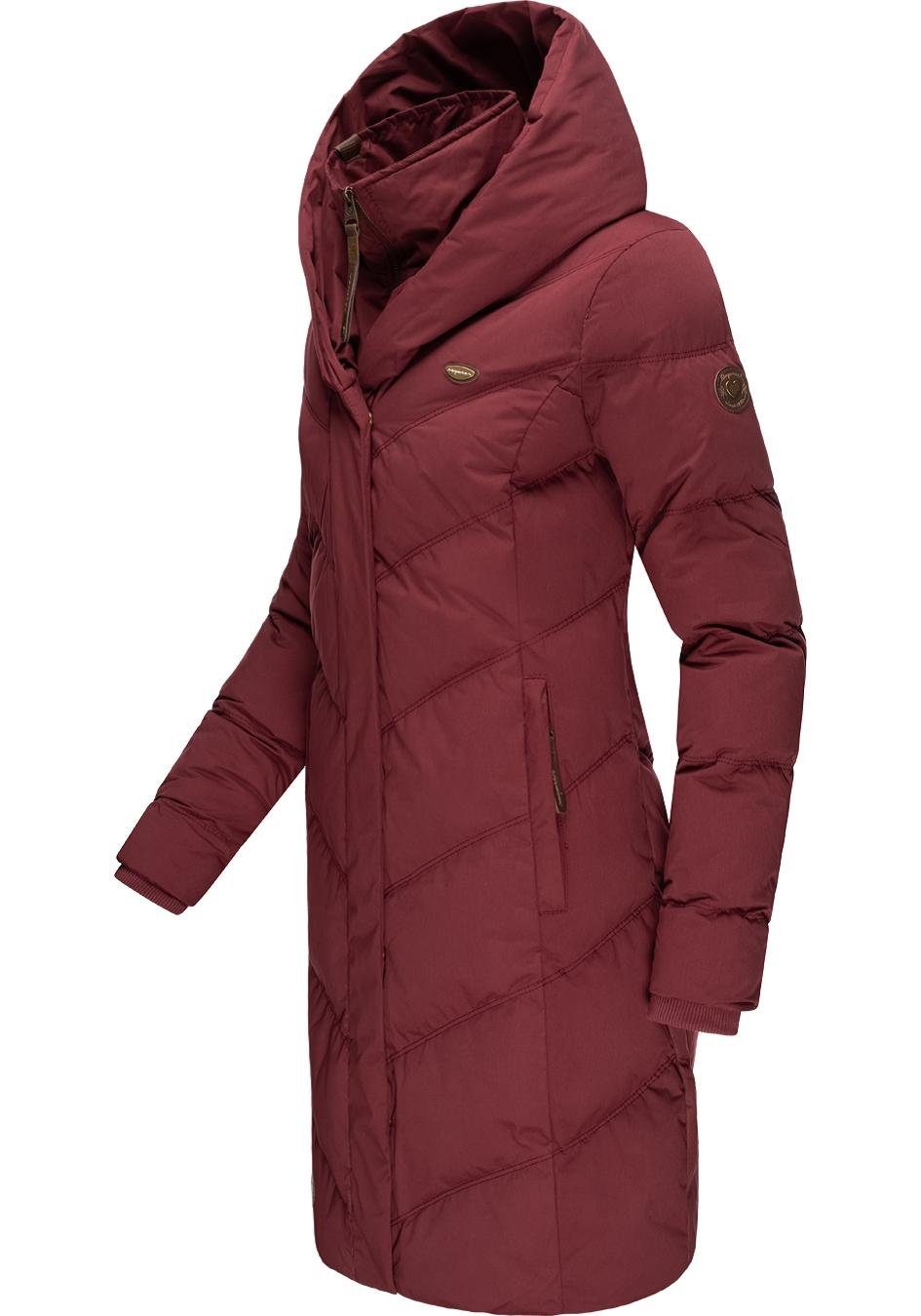 Ragwear Winterjacke Natalka II Intl. Winterparka Kapuze rot mit großer gesteppter stylischer