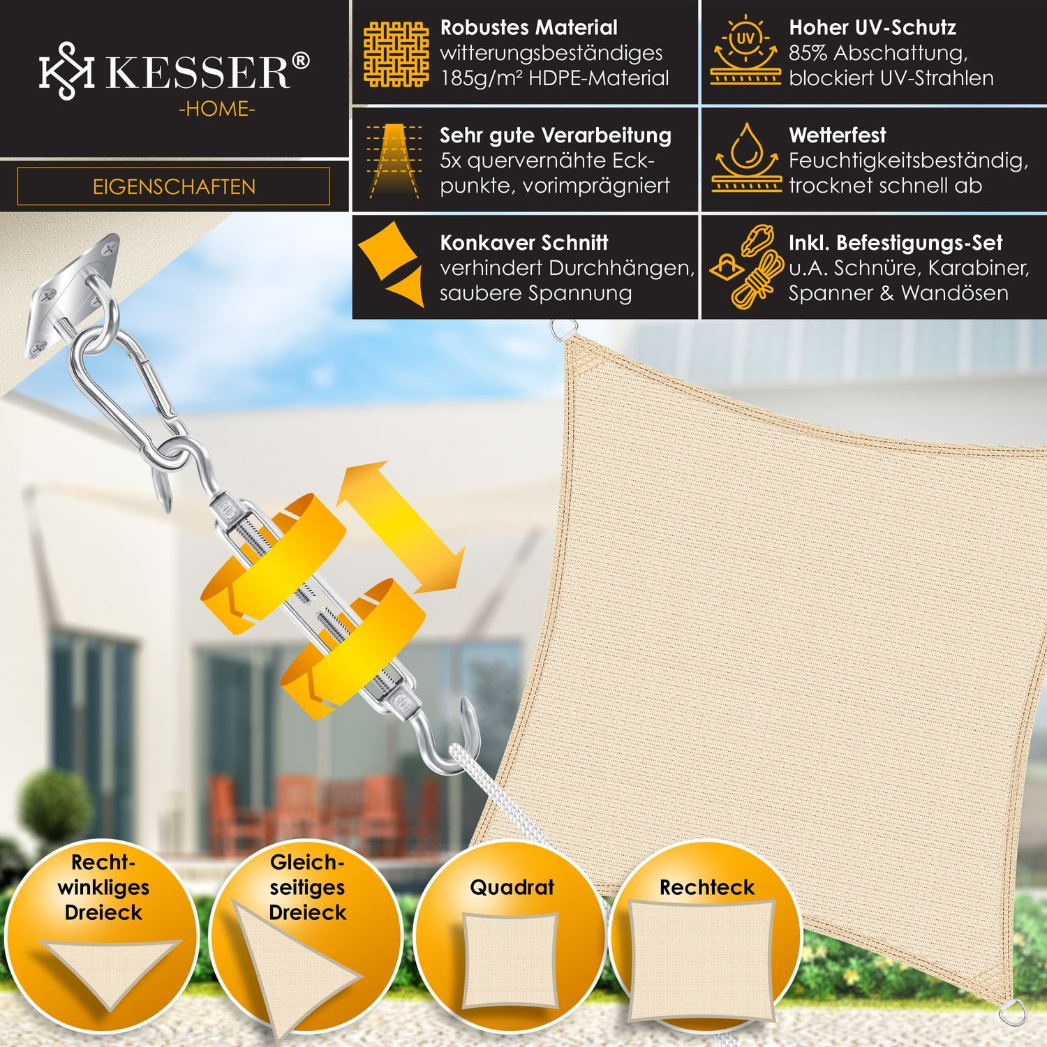KESSER Sonnensegel, Sonnenschutz Windschutz HDPE Gewebe günstig online kaufen