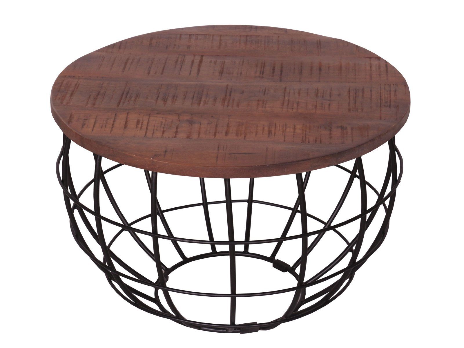 Couchtisch Wohnzimmer-Tisch Londo nachhaltig rund Massivholz weiß Minara gekälkt Couchtisch