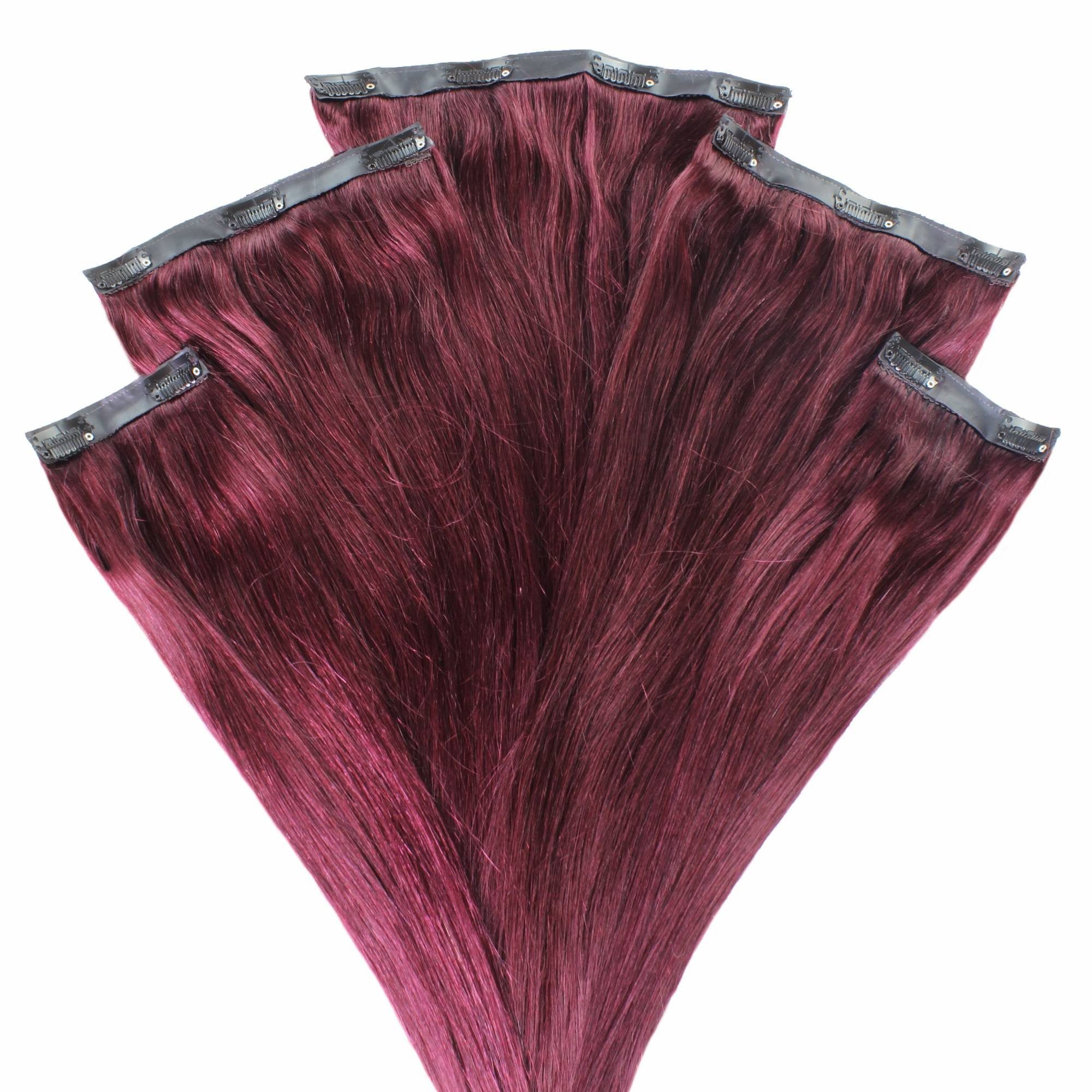 hair2heart Echthaar-Extension Volumen Clip Extensions #55/66 Hellbraun Violett 30cm