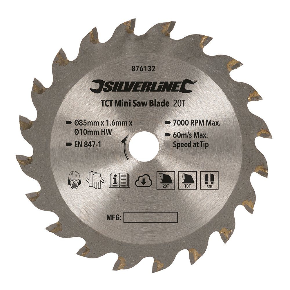 Sägeblatt Mini Hartmetall Sägeblatt 85 mm mit 10 mm Bohrung 20 Zähne