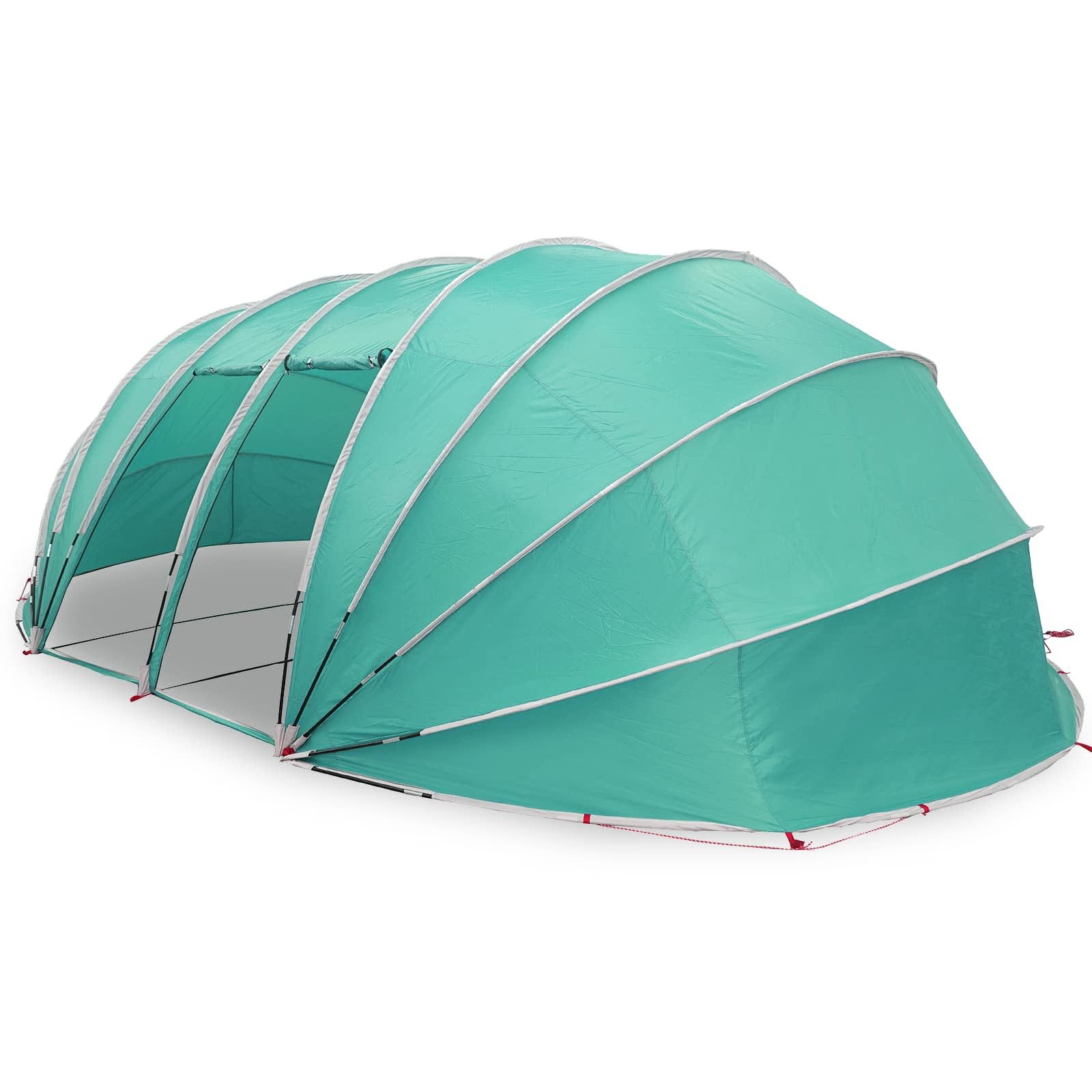 furnicato Poolüberdachung Poolzelt mit Reißverschlusstüren 538x440x204 cm Grün, Wetterfeste Poolüberdachung mit PU-Beschichtung und Erdankern