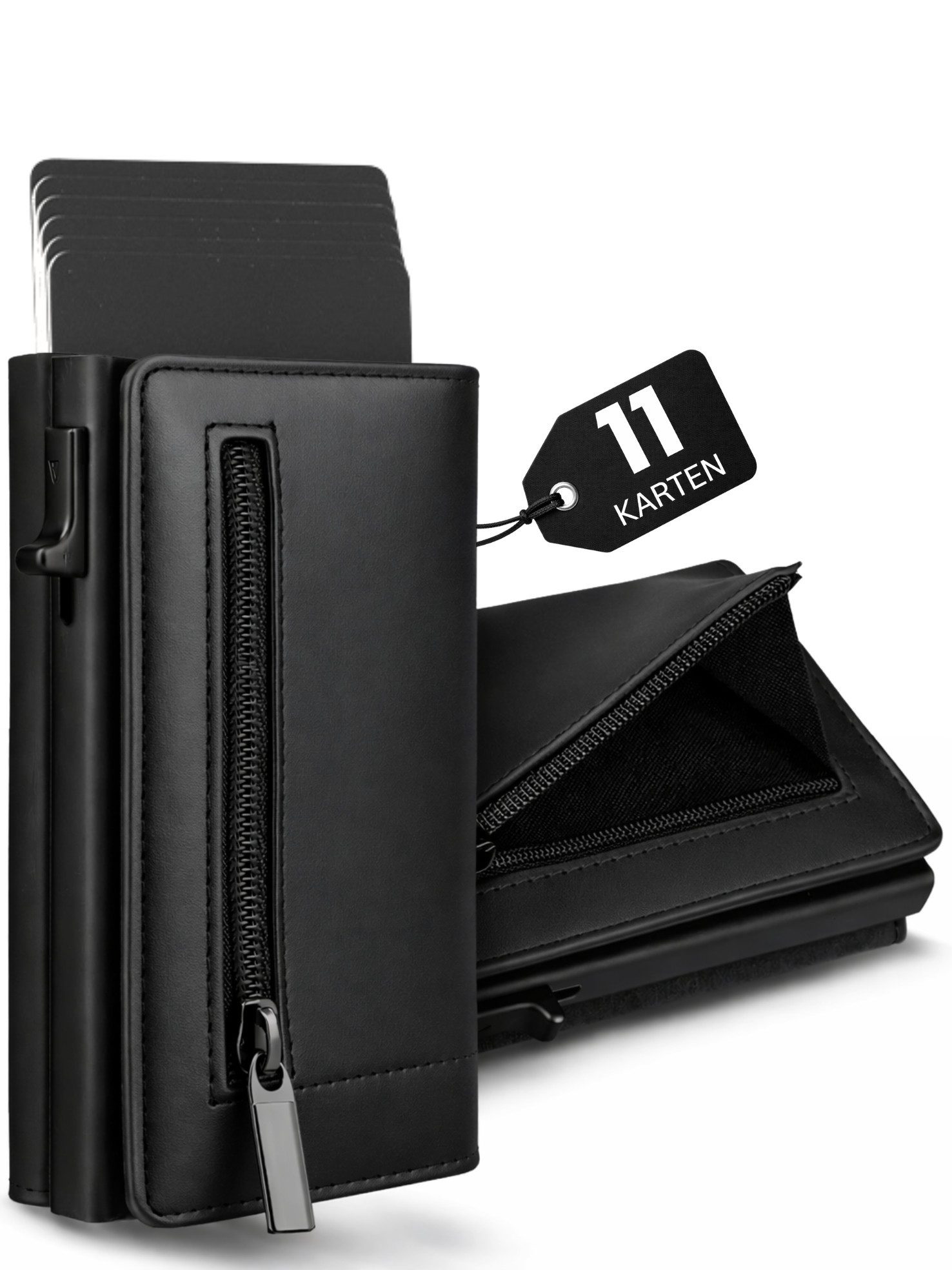 S&T Design Brieftasche S&T Design RFID Blocker Cardholder Slim Wallet Herren veganem Leder (S&T Design portemonnaie, Mit Geschenk verpackung), 8 Kartenfächer, Hochwertiges Material, Elegant, Geschenkbox