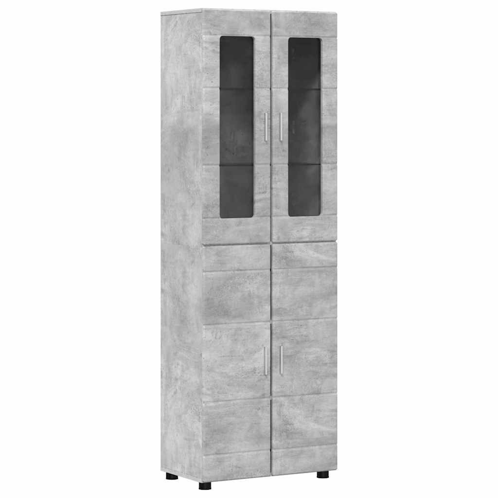 vidaXL Wohnzimmer-Set Highboard FLORIN Beton Grau 60 x 35 x 182 cm Holzwerkstoff, (1-St)