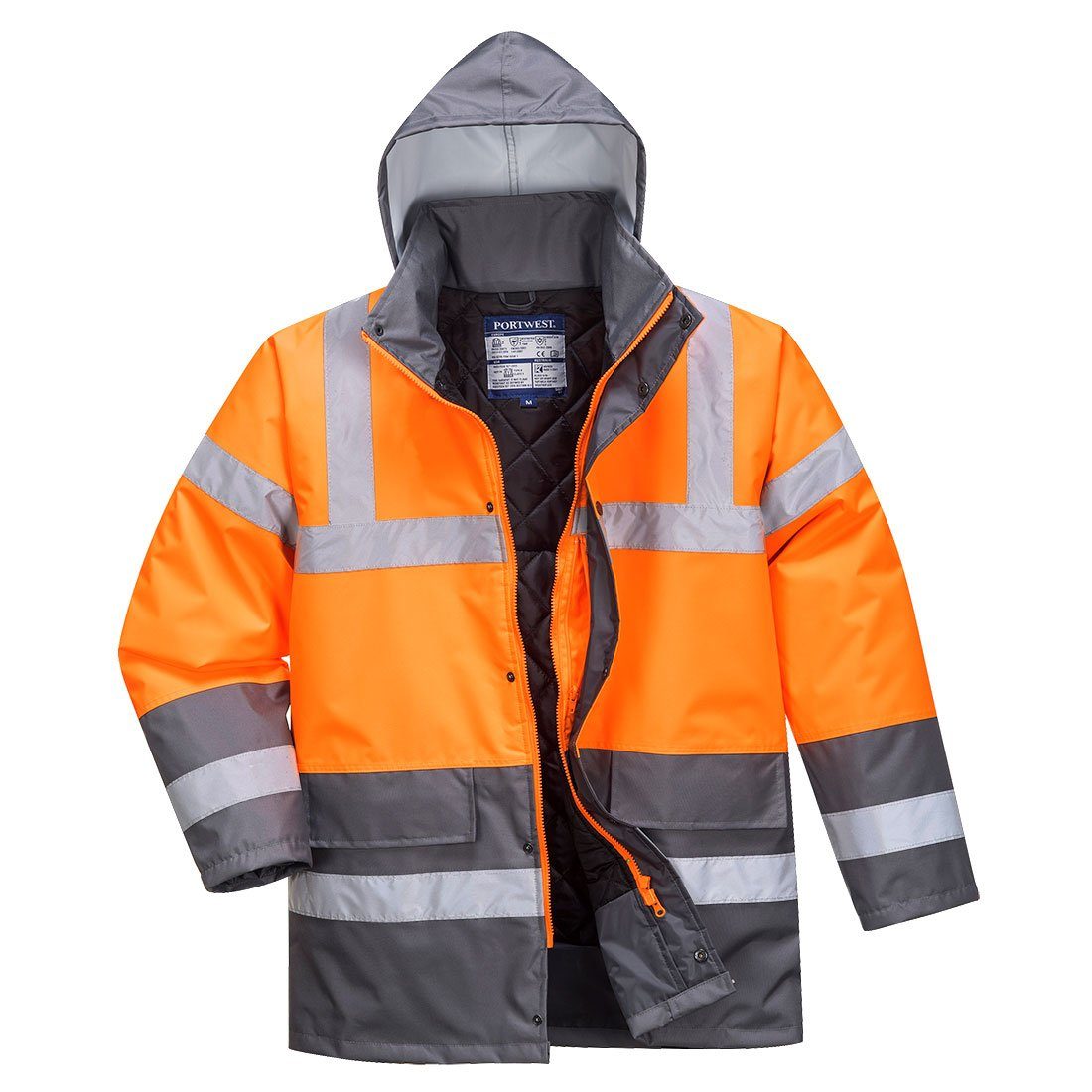 Arbeitsjacke - / Orange Winter Kontrast Verkehrsjacke S467 Grau Warnschutz Portwest