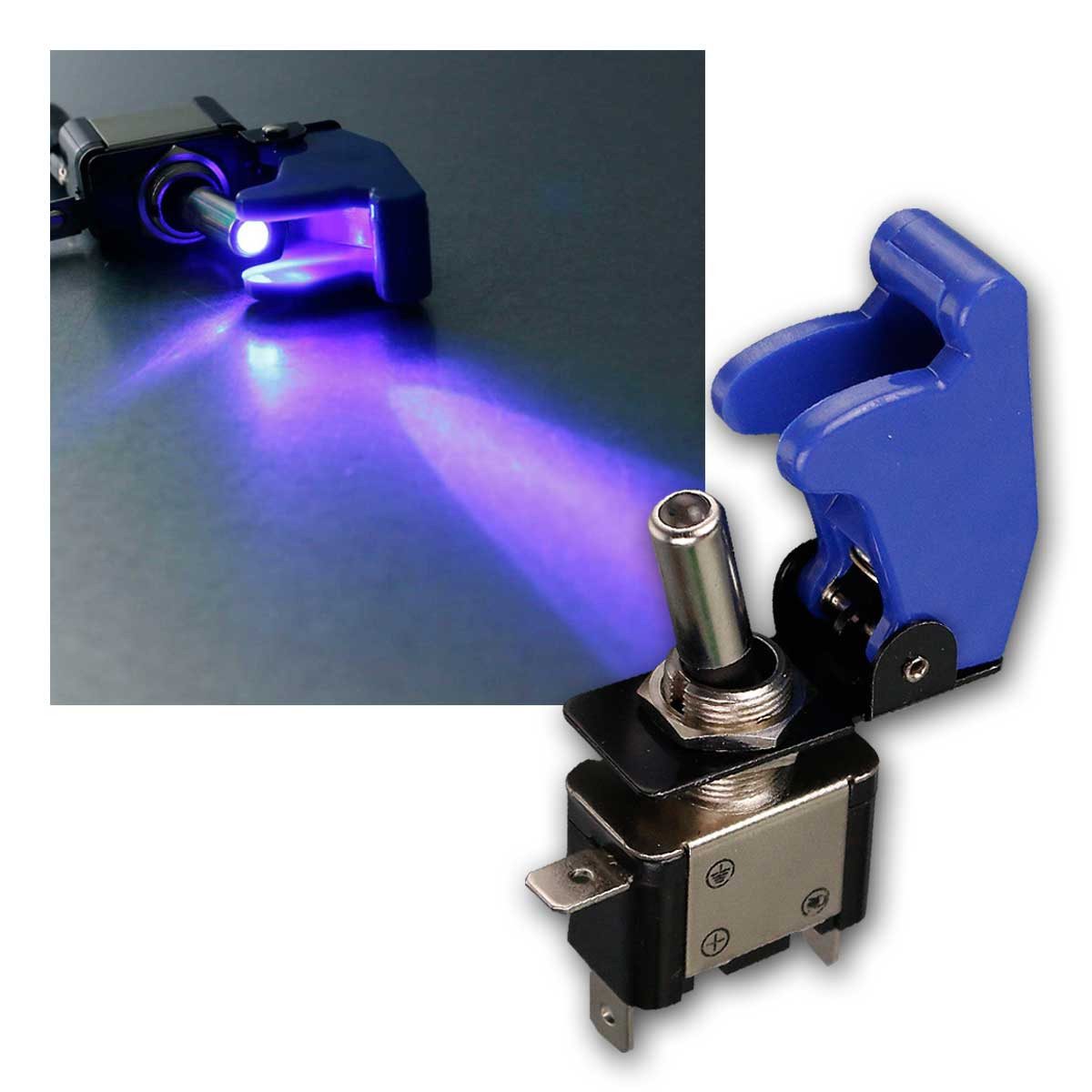 McPower Schalter Kill-Switch Schalter blau, mit LED, 12V / 20A
