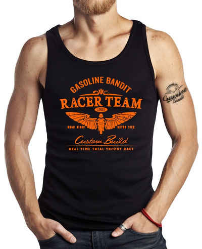 GASOLINE BANDIT® Tanktop für Hot Rod Biker Racer Motorrad Fans: Racer-Team orange
