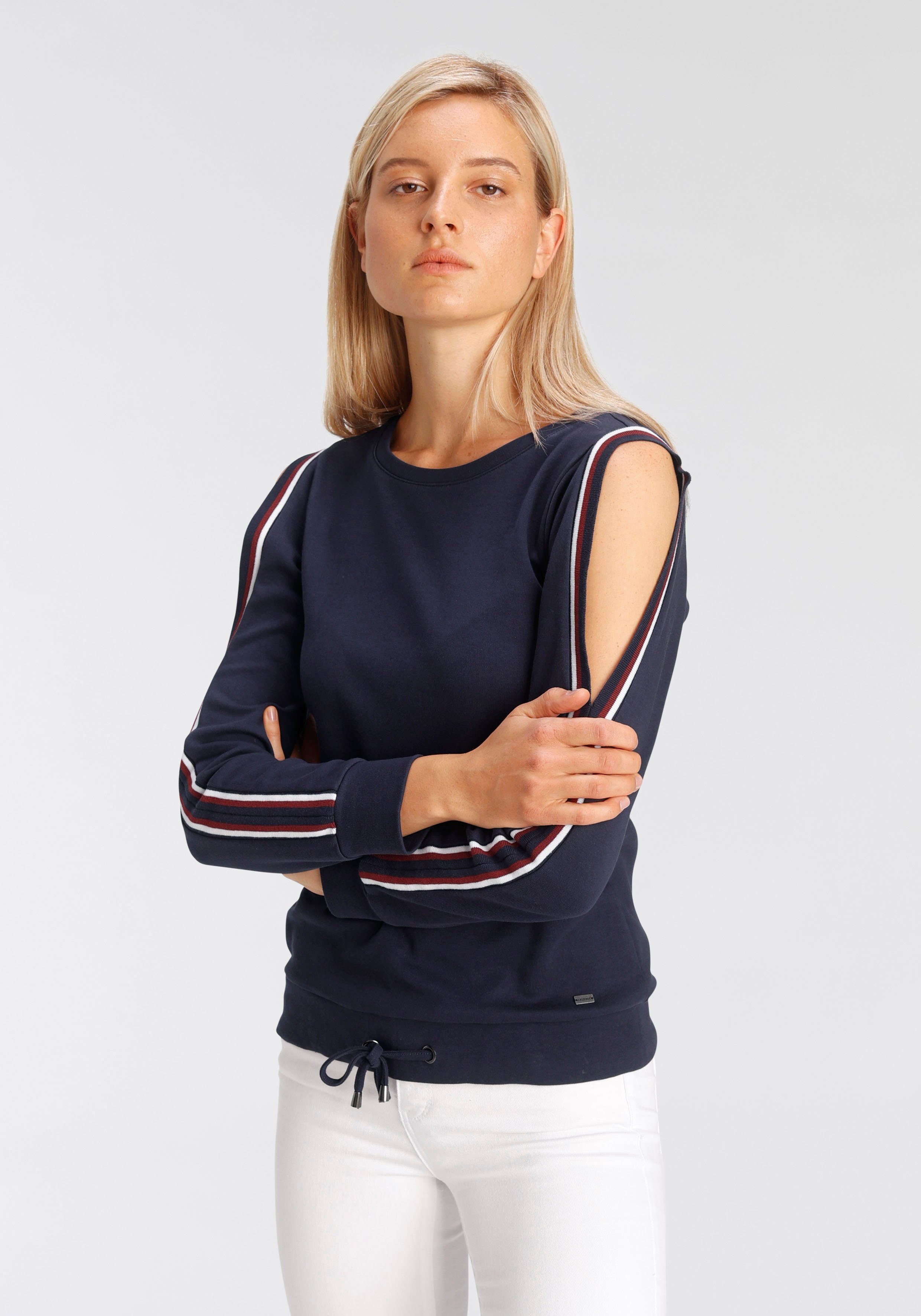 Damen Pullover Arizona Sweatshirt mit Cold Shoulder und Tunnelzug Mit Cold Shoulders