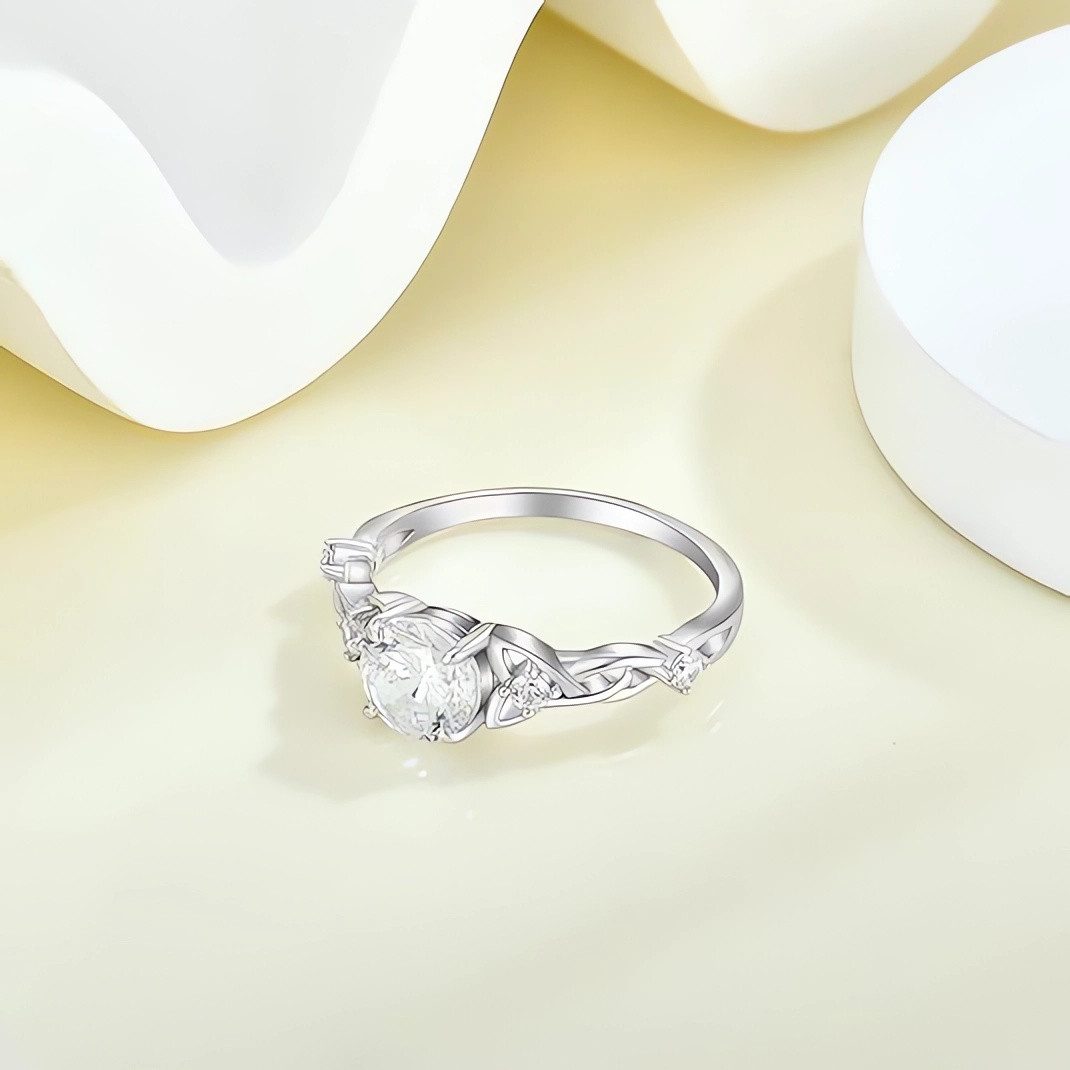 Jumpeak Diamantring Promise Ring,Verlobungsring Damen,Gold Schmuck,Valentinstag Geschenk, 1 ct– Runder Diamant,E-Farbe,VVS2,3EX,Labordiamant,Klassische Eleganz