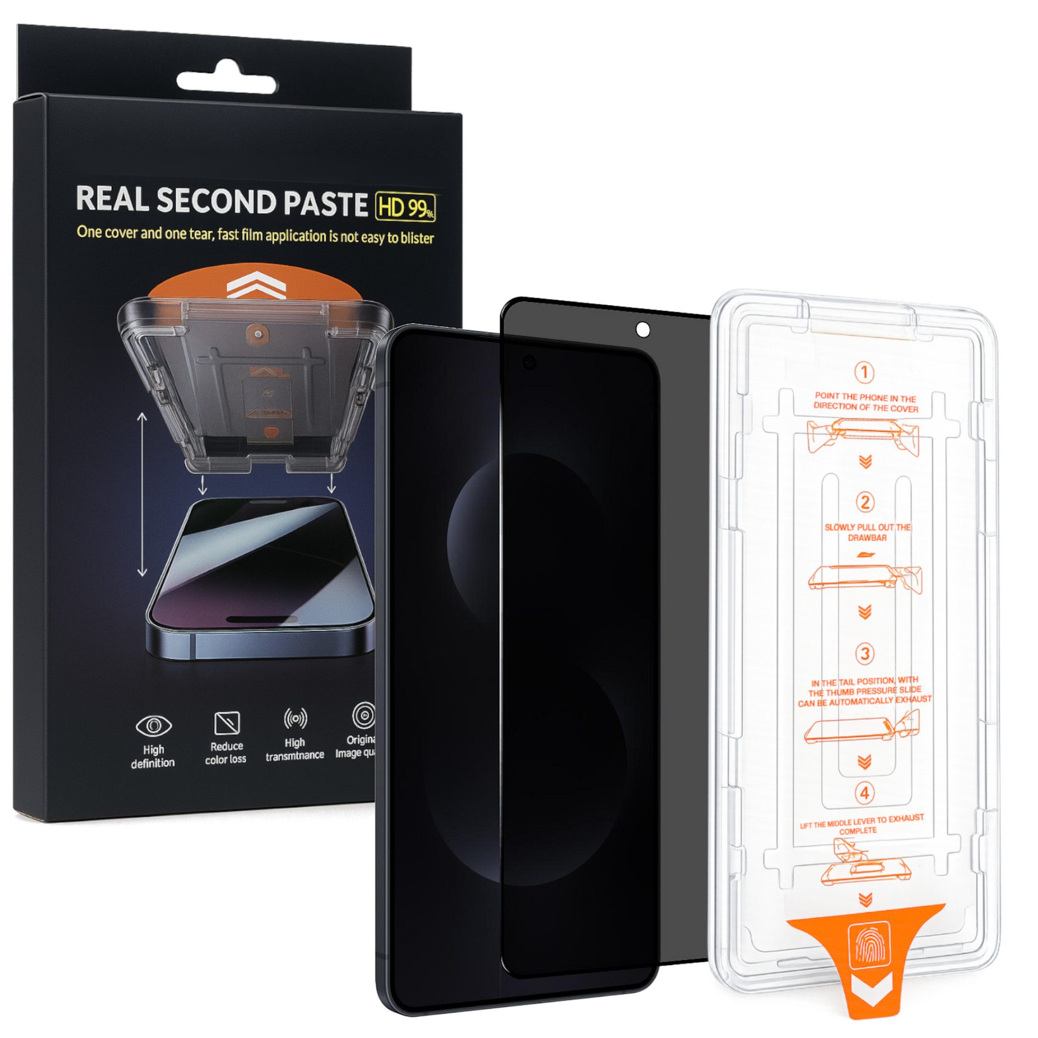 Wigento Displayschutzglas Privacy SnapFit für Samsung Galaxy S26 Ultra mit Installationshilfe für Samsung Galaxy S26 Ultra 5G, Blickschutz, 9H Härte, kratzfest, stoßfest, Installationshilfe