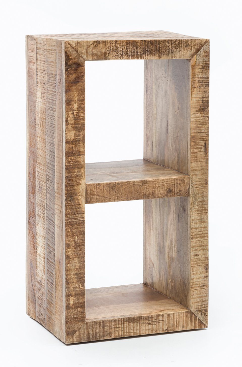 FINEBUY Standregal FB45542 45 x 90 x 35 cm Bücherregal Mangoholz Beistelltisch Massiv, Massivholz Mango Regal 90 x 45 x 35 cm 2 Böden, Holzregal Natur Rustikal, Kleines Bücherregal
